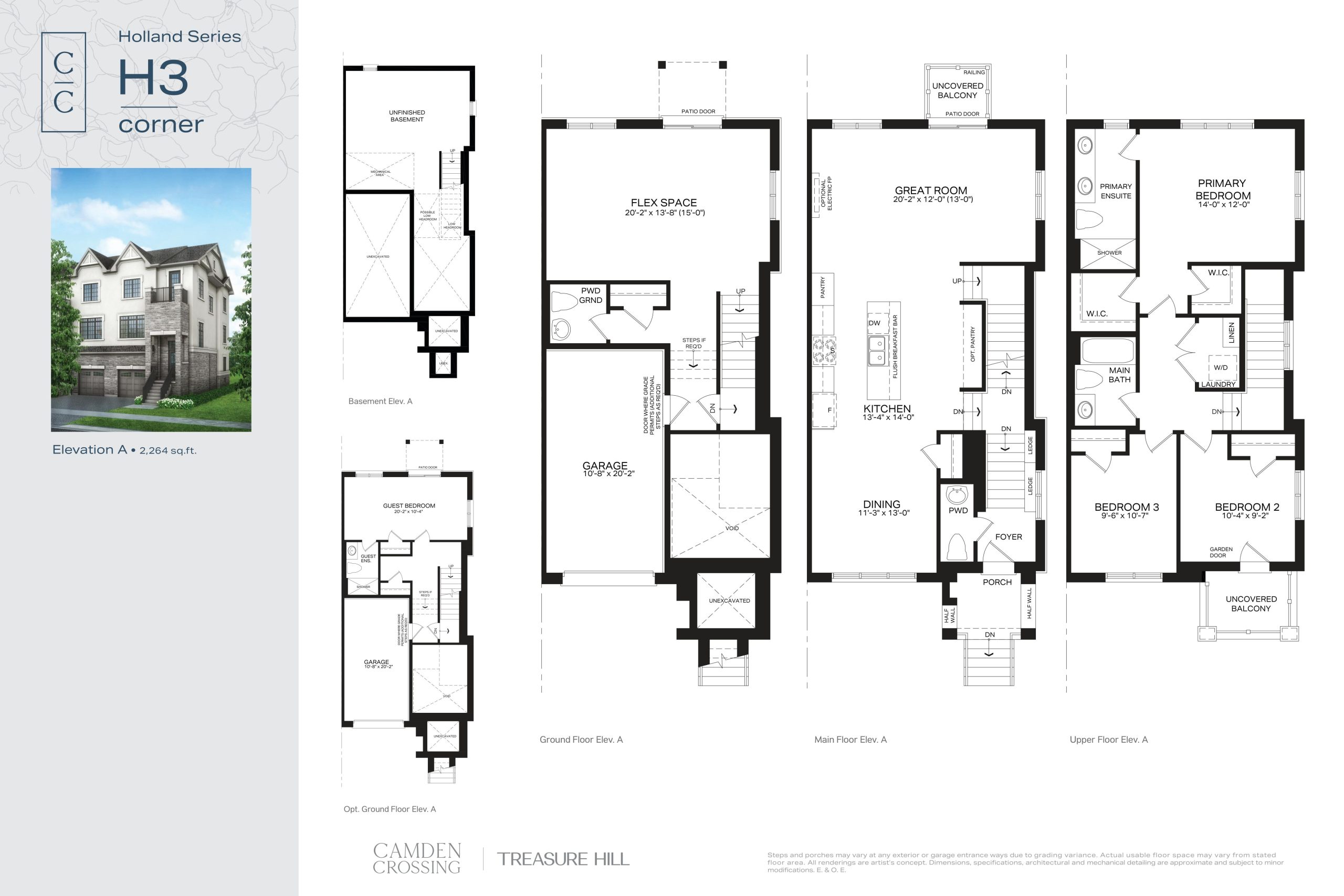 H3 Corner Elevation A floor plan