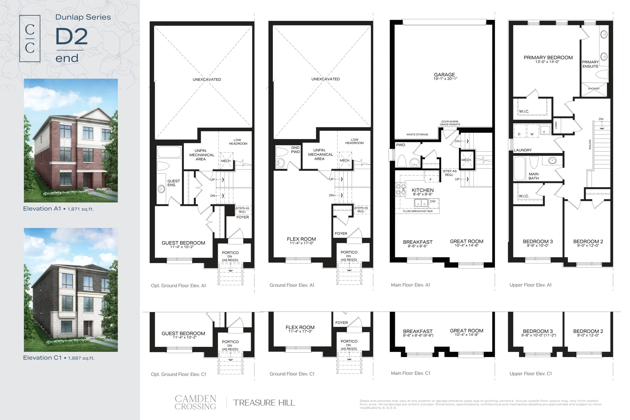 D2 End Elevation A1 / C1 floor plan
