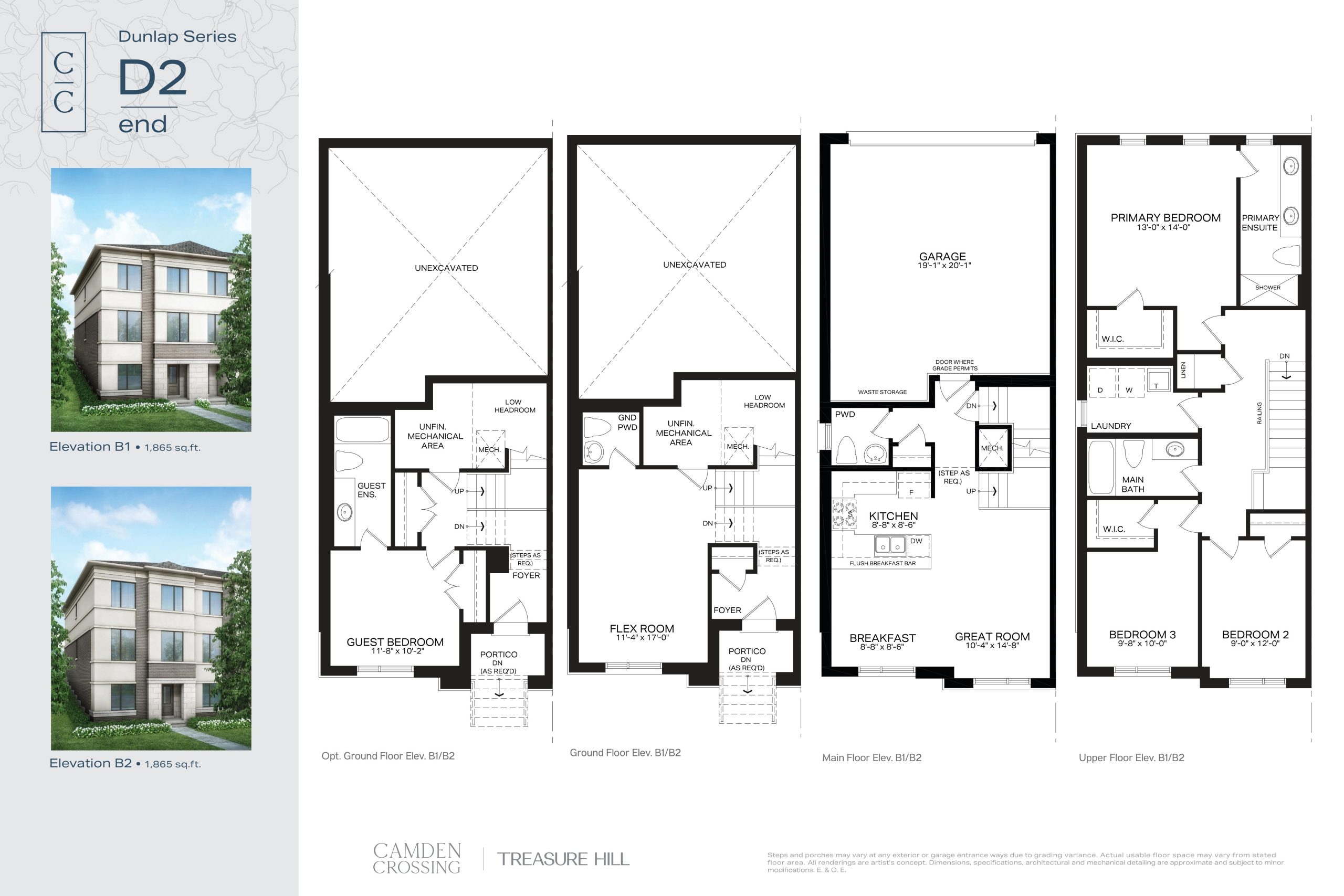 D2 End Elevation B1 / B2 floor plan