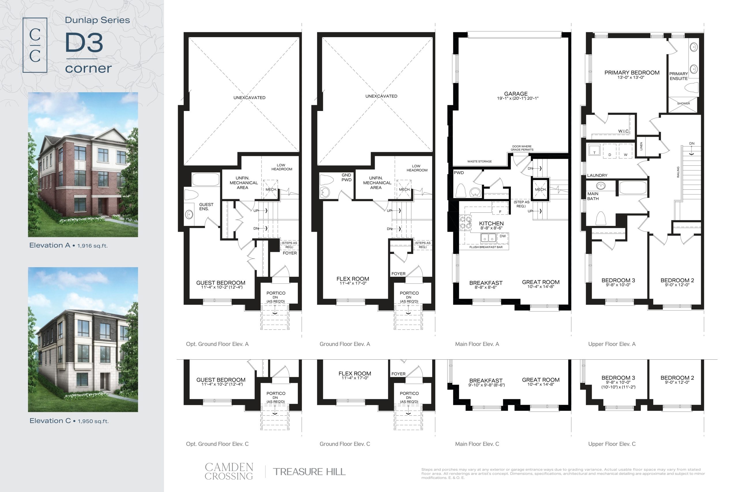D3 Corner Elevation A/C floor plan