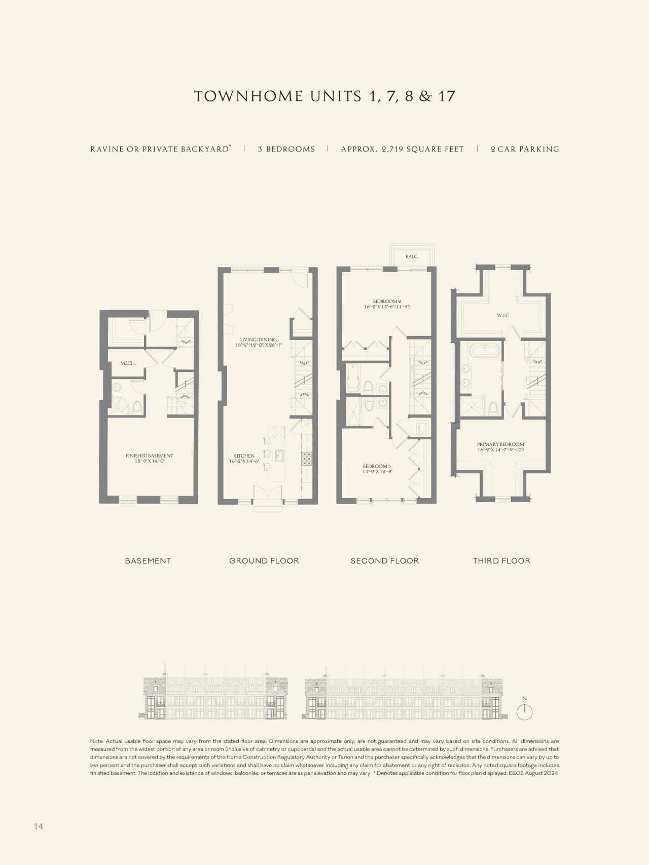 Townhome Units 1, 7, 8 & 17 floor plan