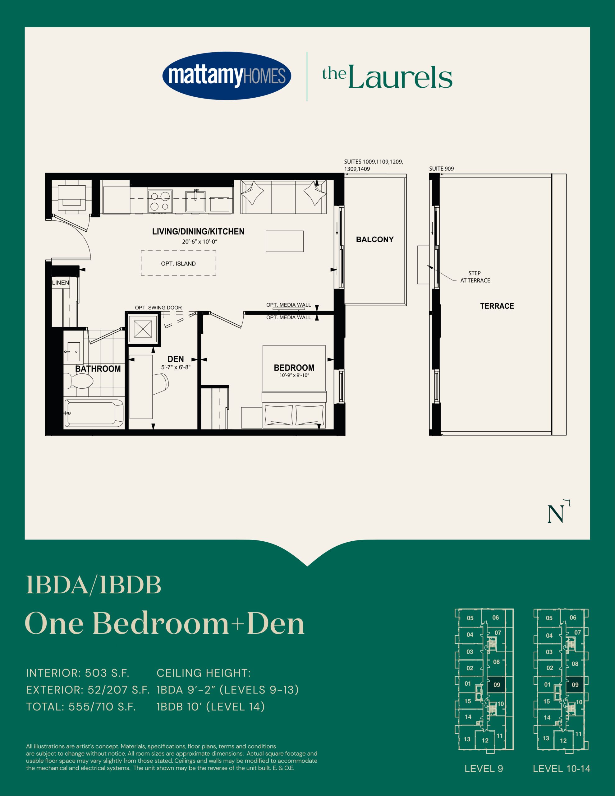 1BDA/1BDB floor plan