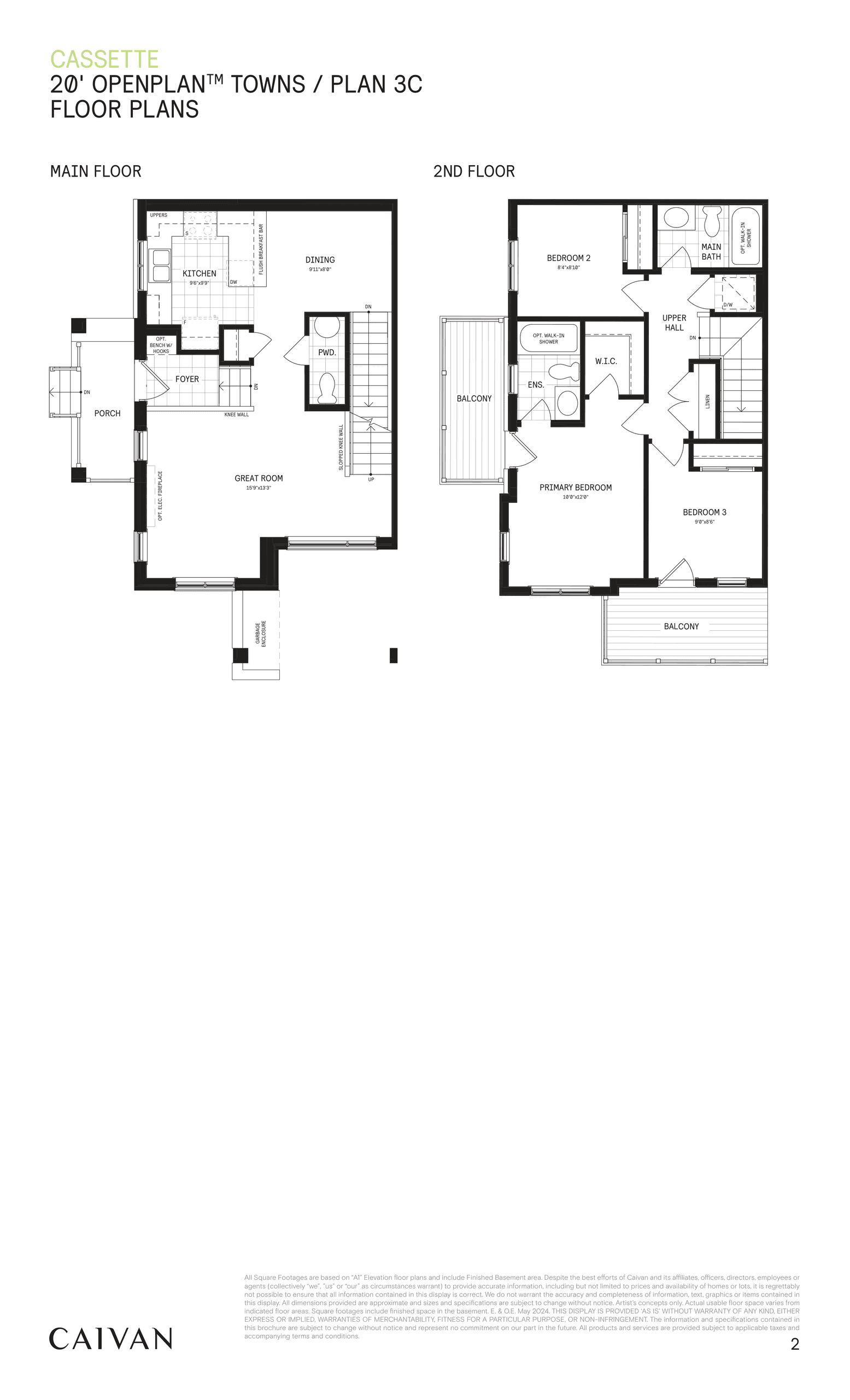 20' Open Plan Towns / Plan 3C floor plan