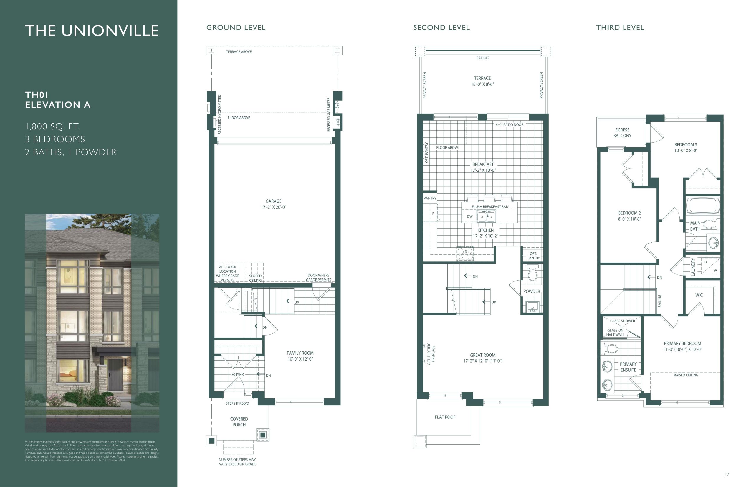 The Unionville TM-1 Elevation A floor plan