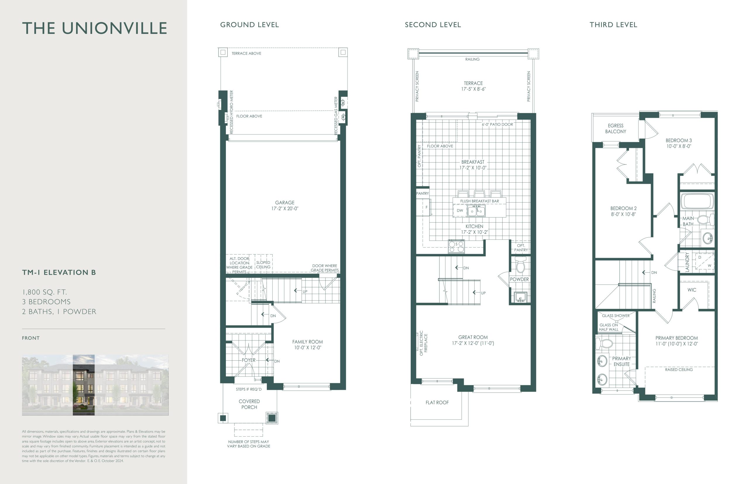 The Unionville TM-1 Elevation B floor plan
