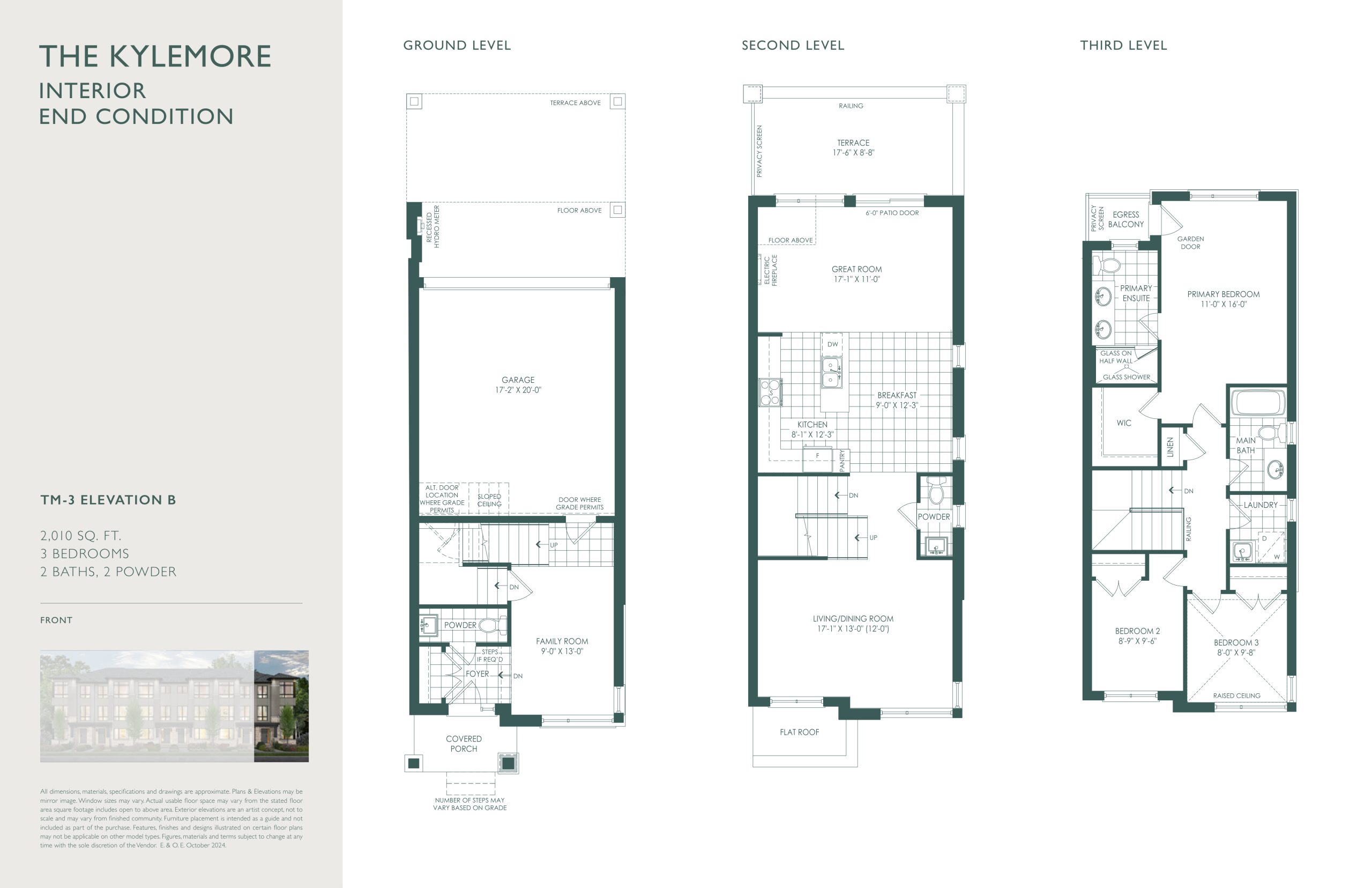 The Kylemore Interior End Condition TM-3 Elevation B floor plan
