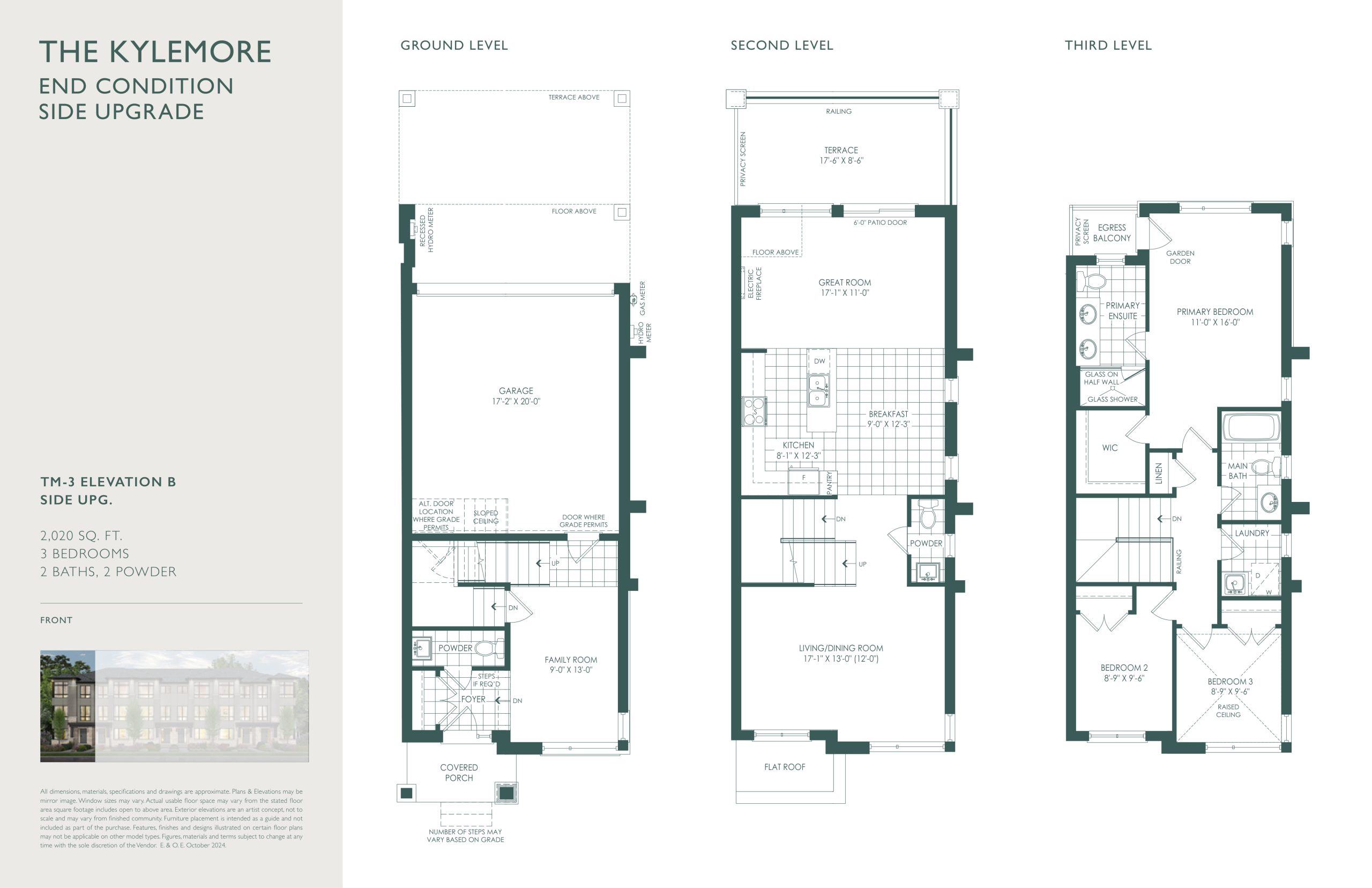 The Kylemore End Condition Side Upgrade TM-3 Elevation B floor plan