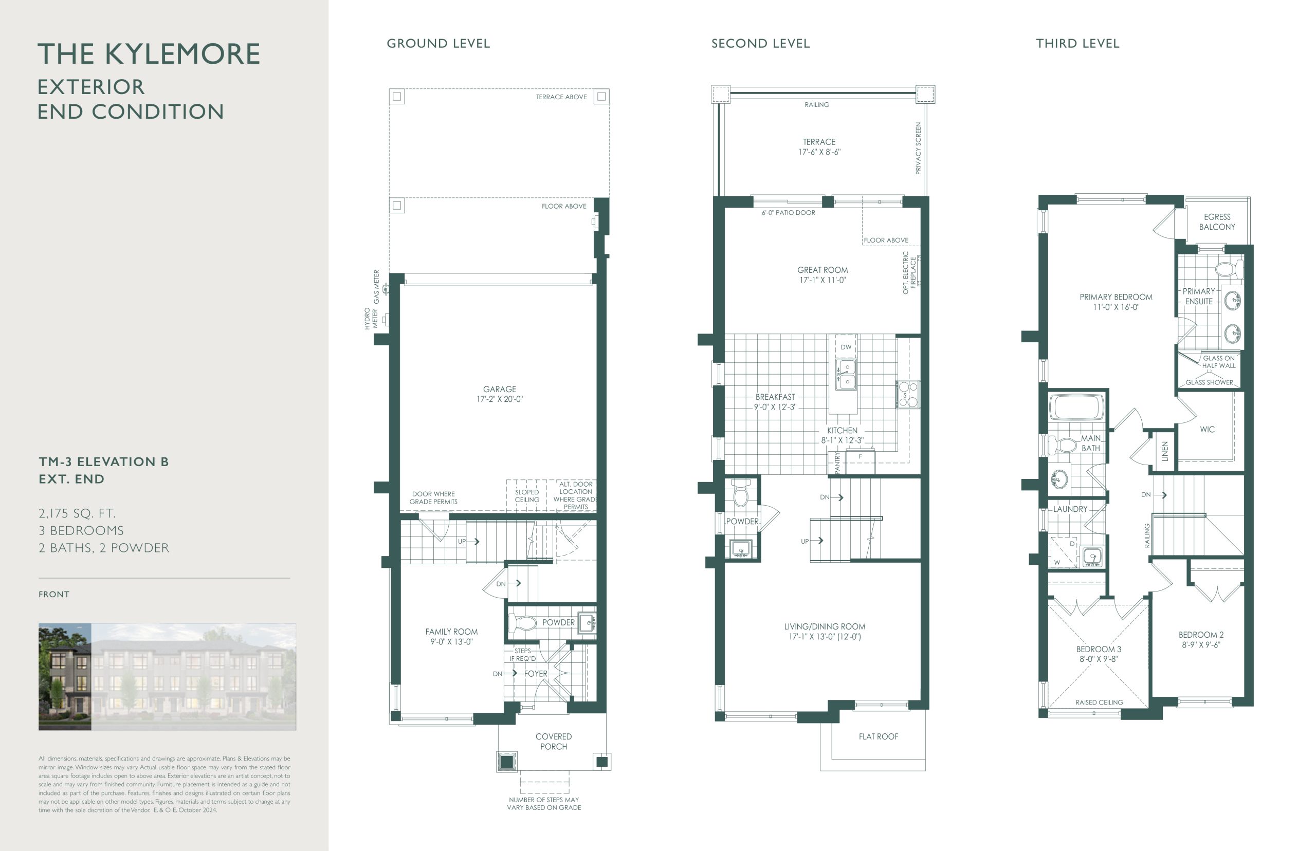The Kylemore Exterior End Condition TM-3 Elevation B floor plan