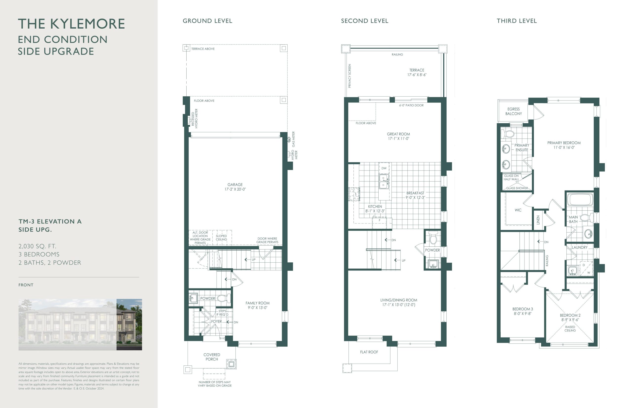 The Kylemore End Condition Side Upgrade TM-3 Elevation A floor plan