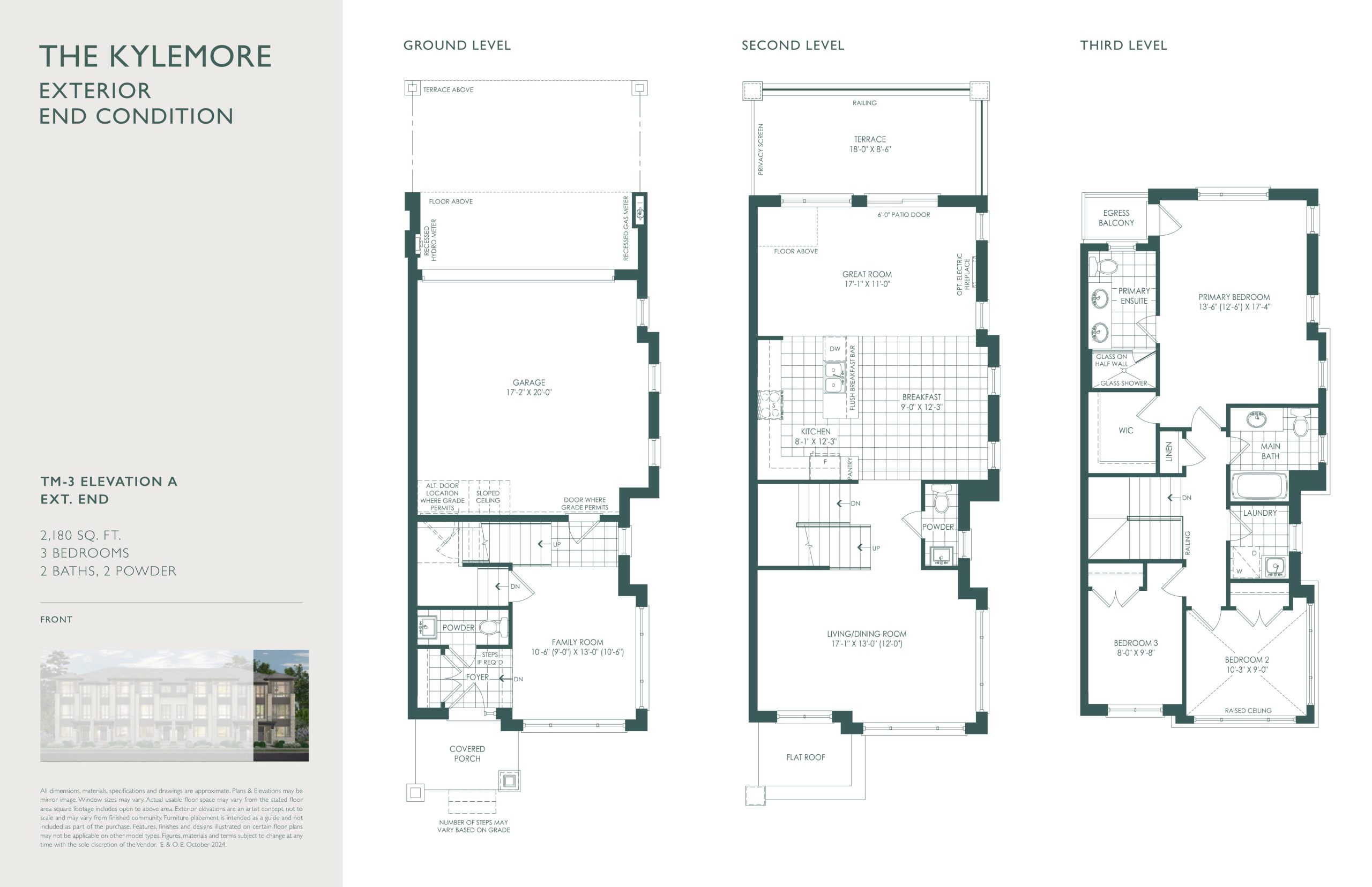 The Kylemore Exterior End Condition TM-3 Elevation A floor plan
