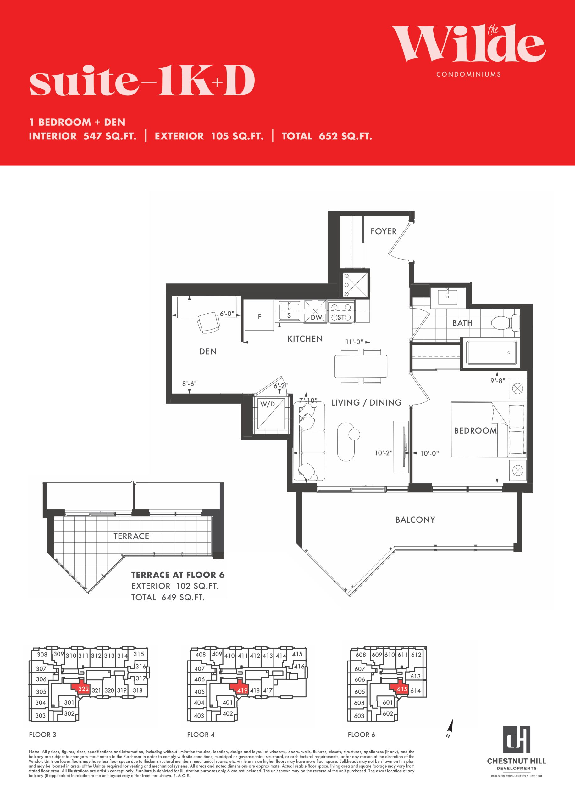 1K+D floor plan