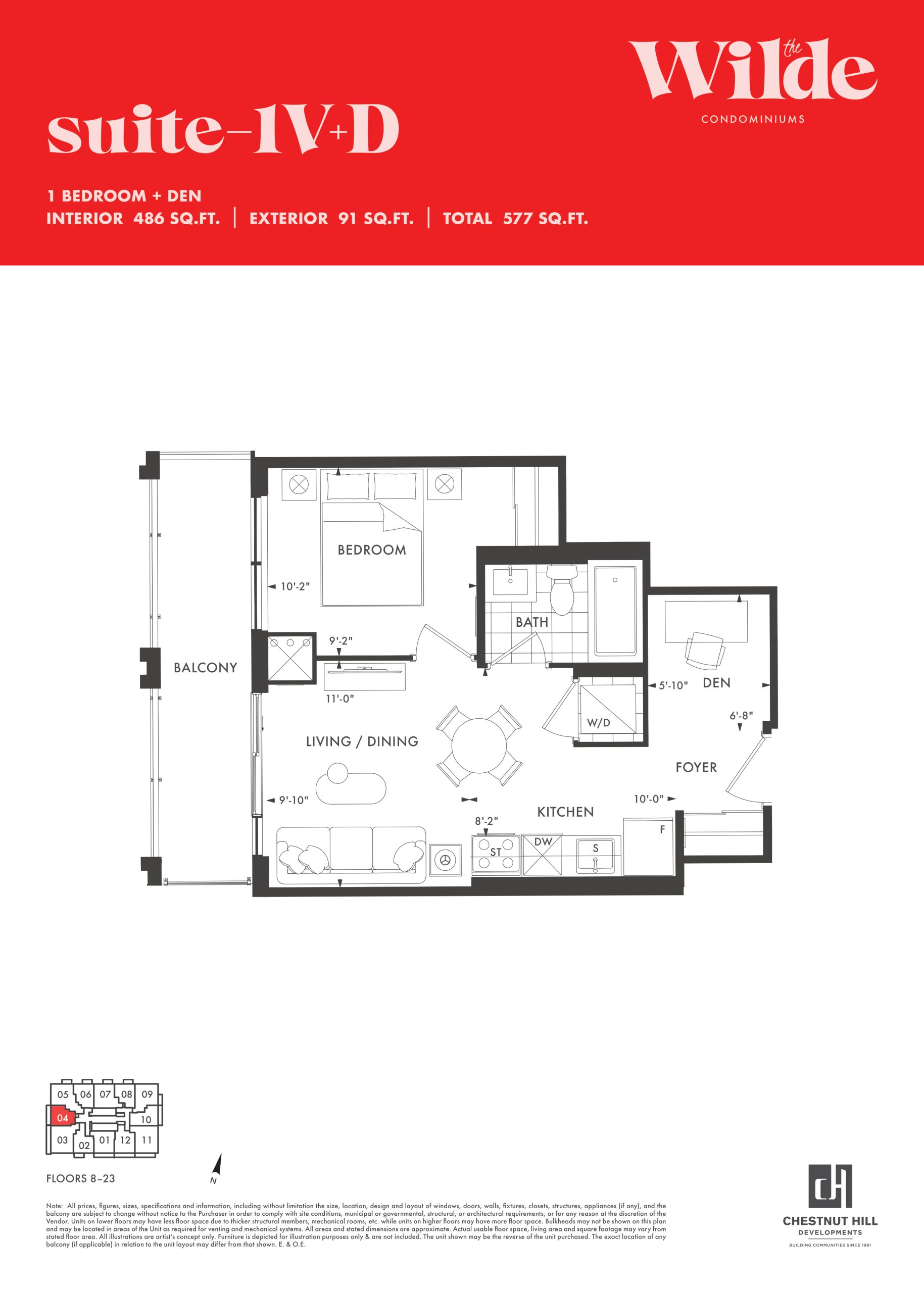 1V+D floor plan