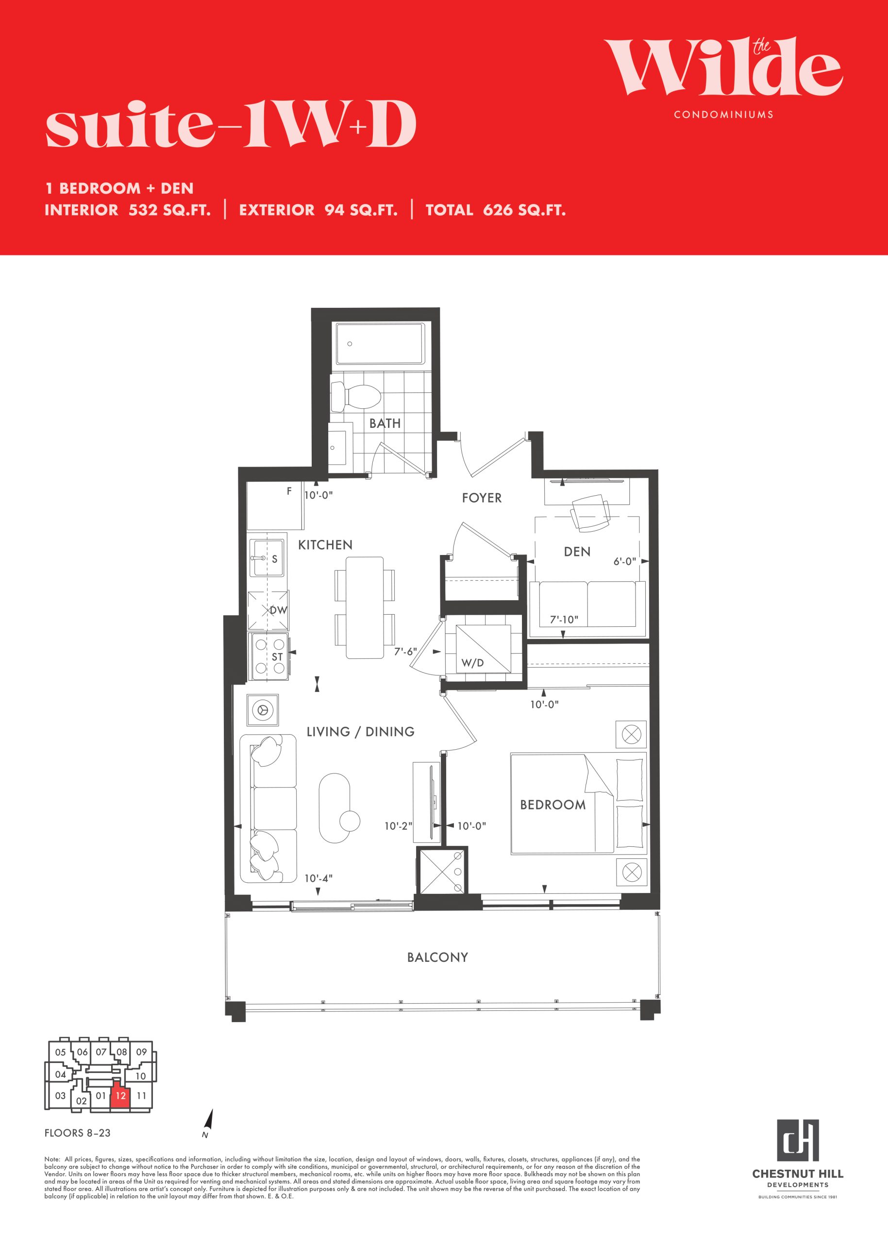 1W+D floor plan