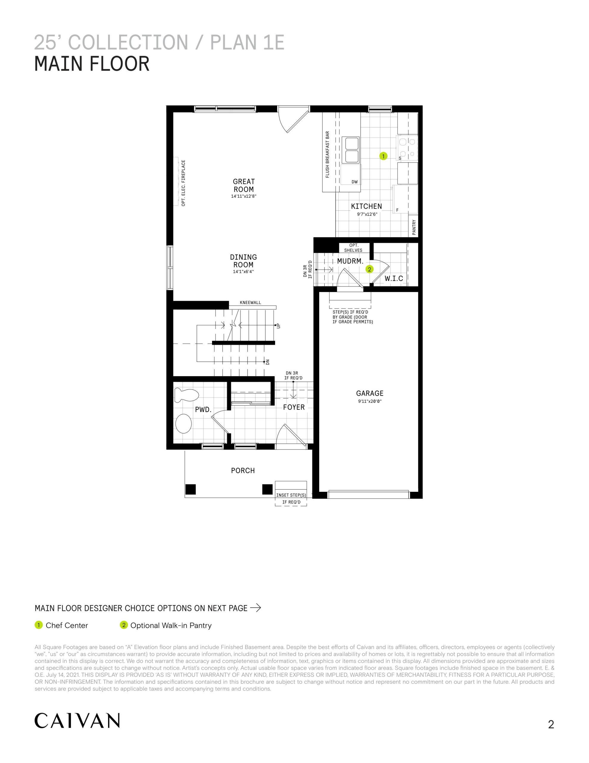 Plan 1E (25' Collection) floor plan