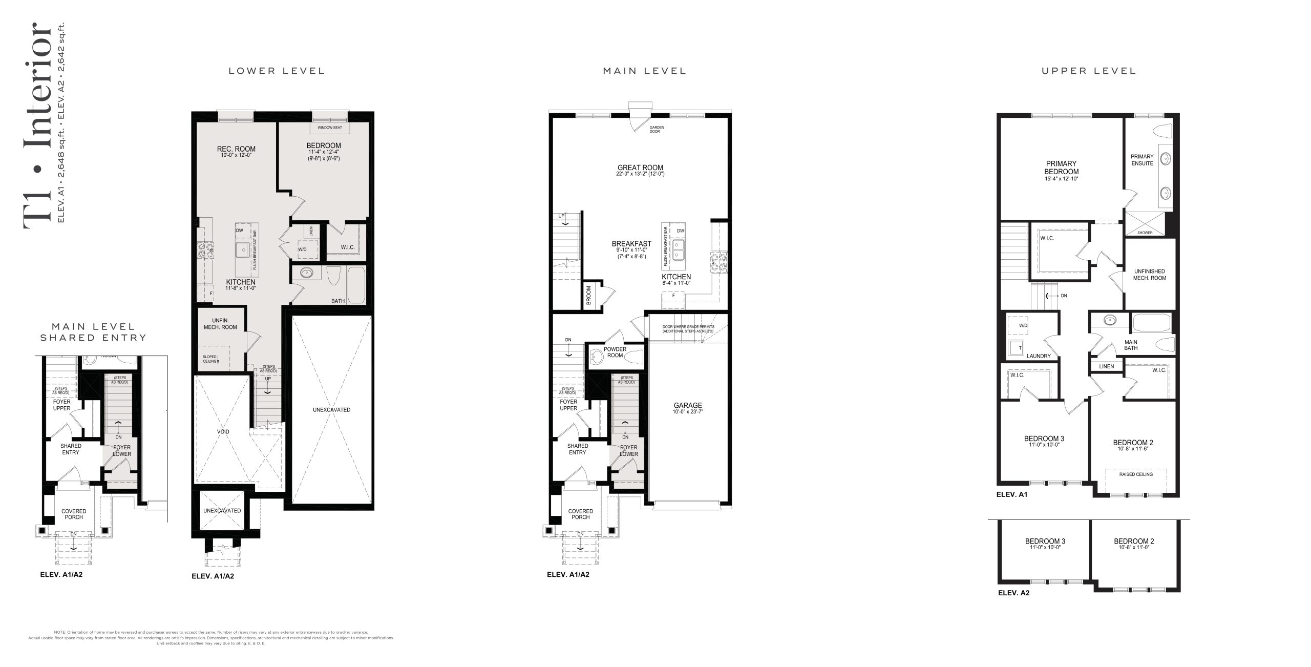 T1 Interior Elev A1 / A2 floor plan