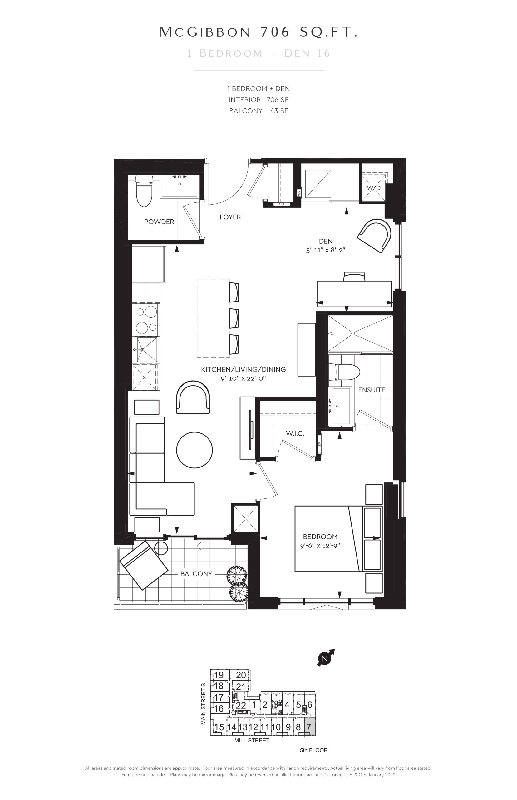 McGibbon 706 sq.ft. (Balcony) floor plan