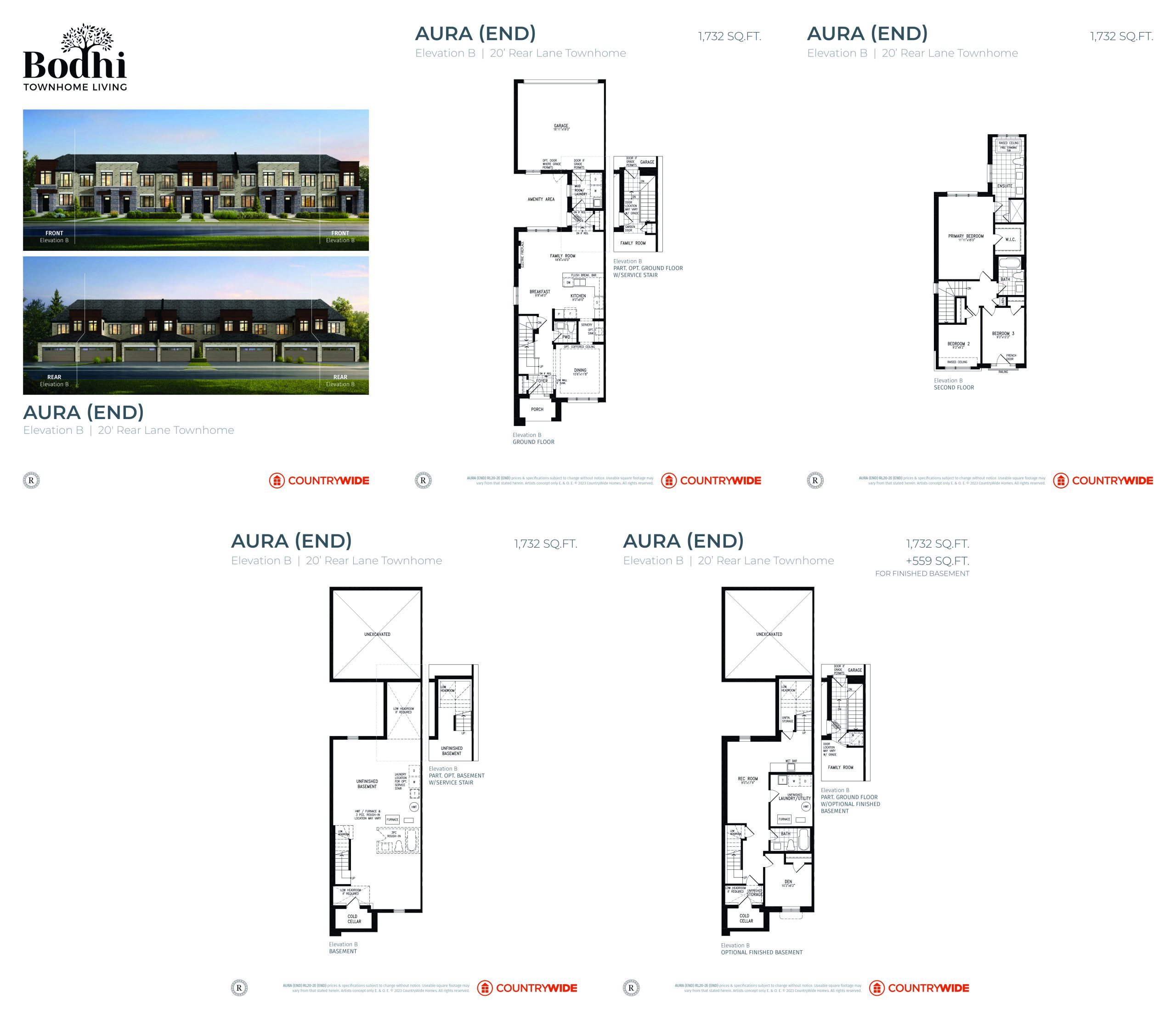 Aura (Elevation B) End floor plan