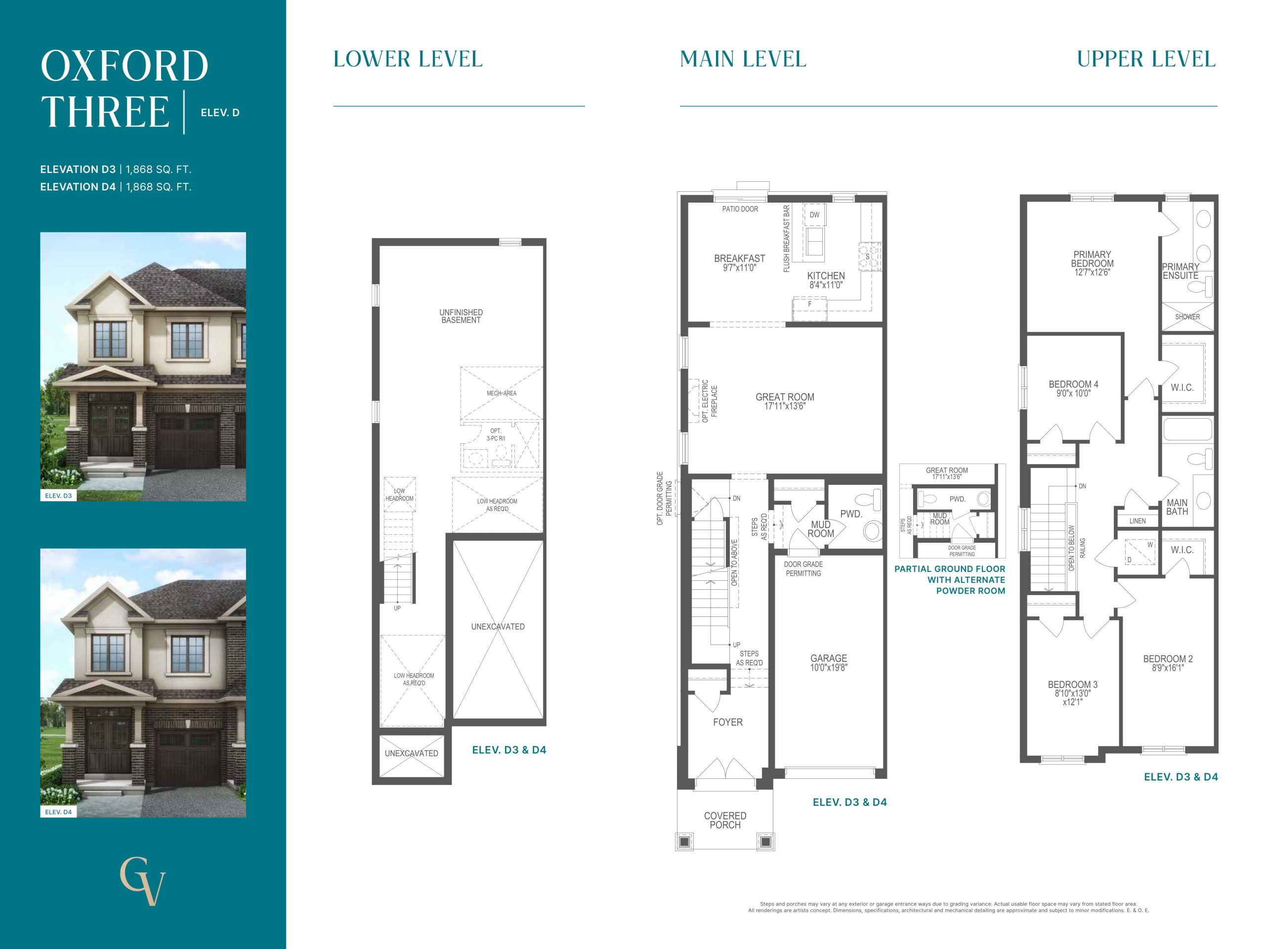 Oxford Three - Elevation E (Unit 1) floor plan