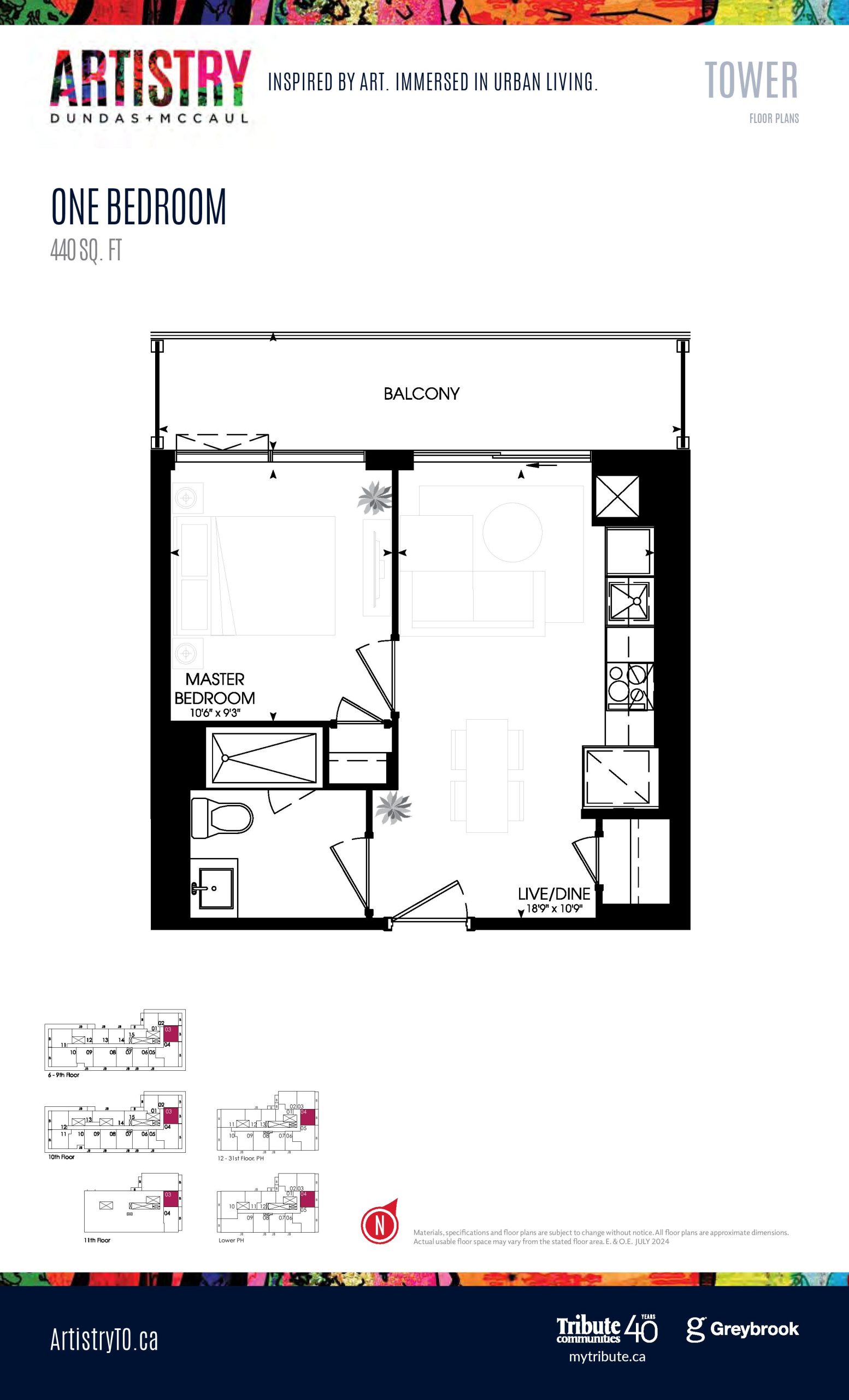 440 sq. ft. - Tower floor plan