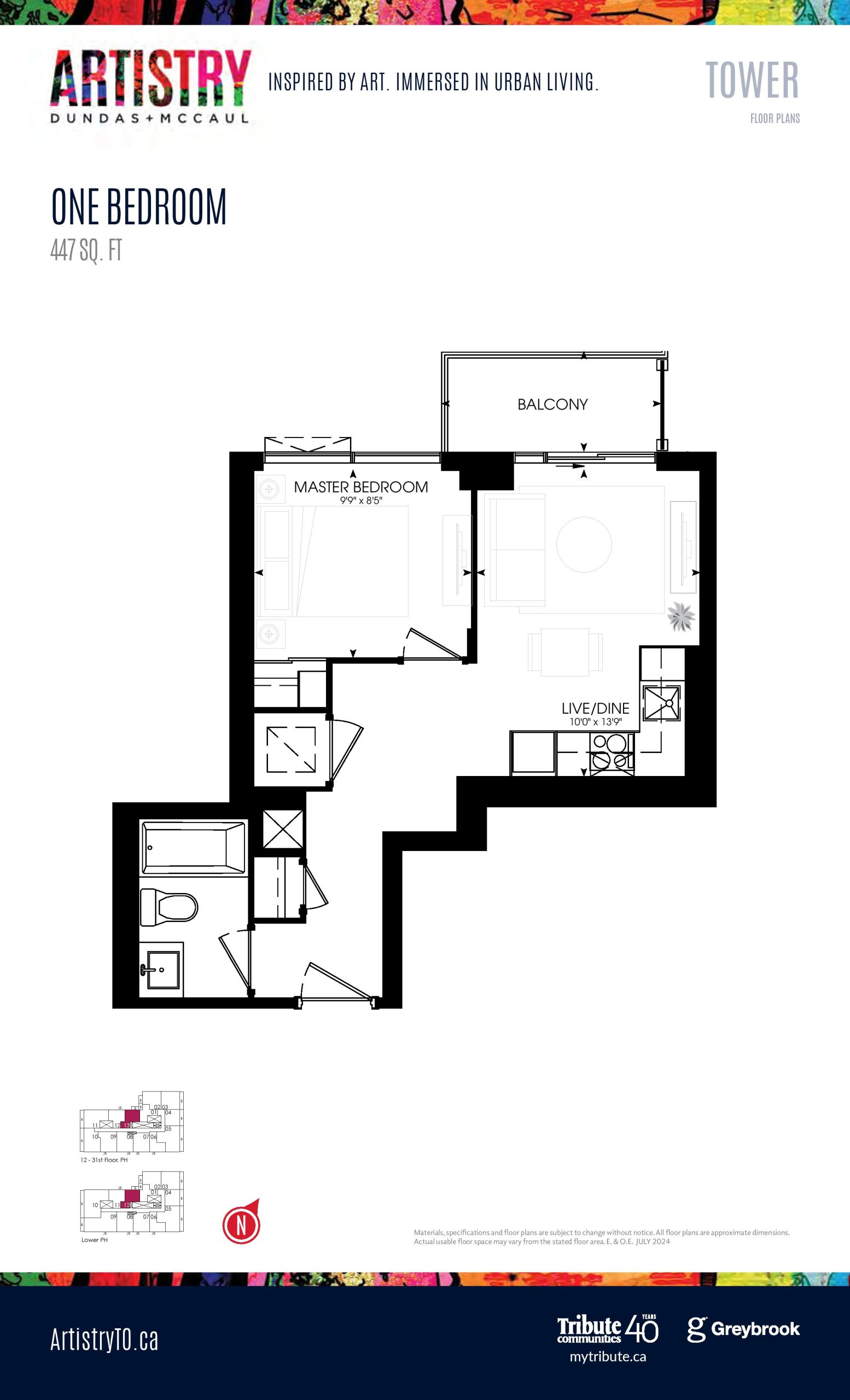 447 sq. ft. - Tower floor plan