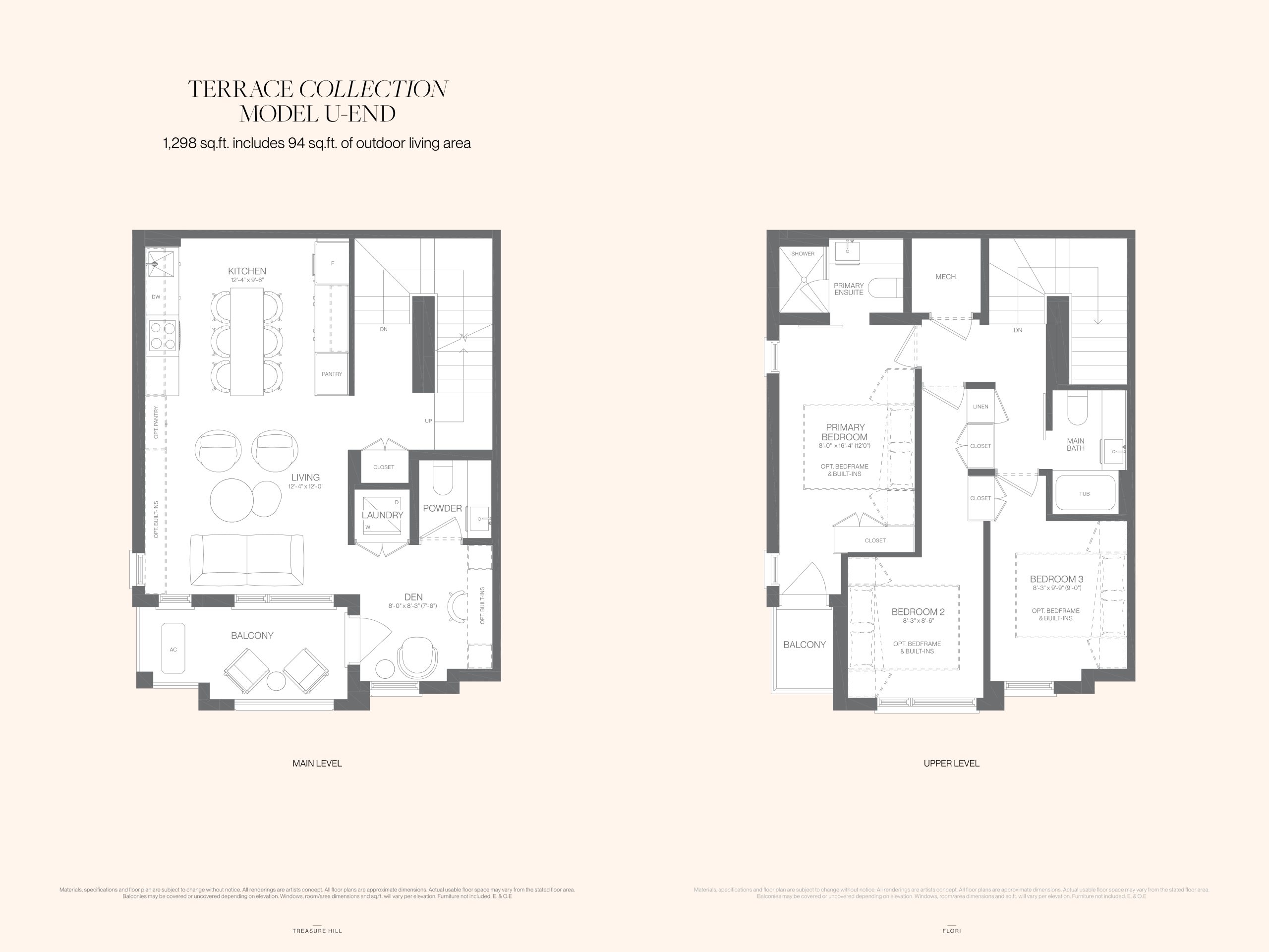 Model U-End (Terrace Collection) floor plan
