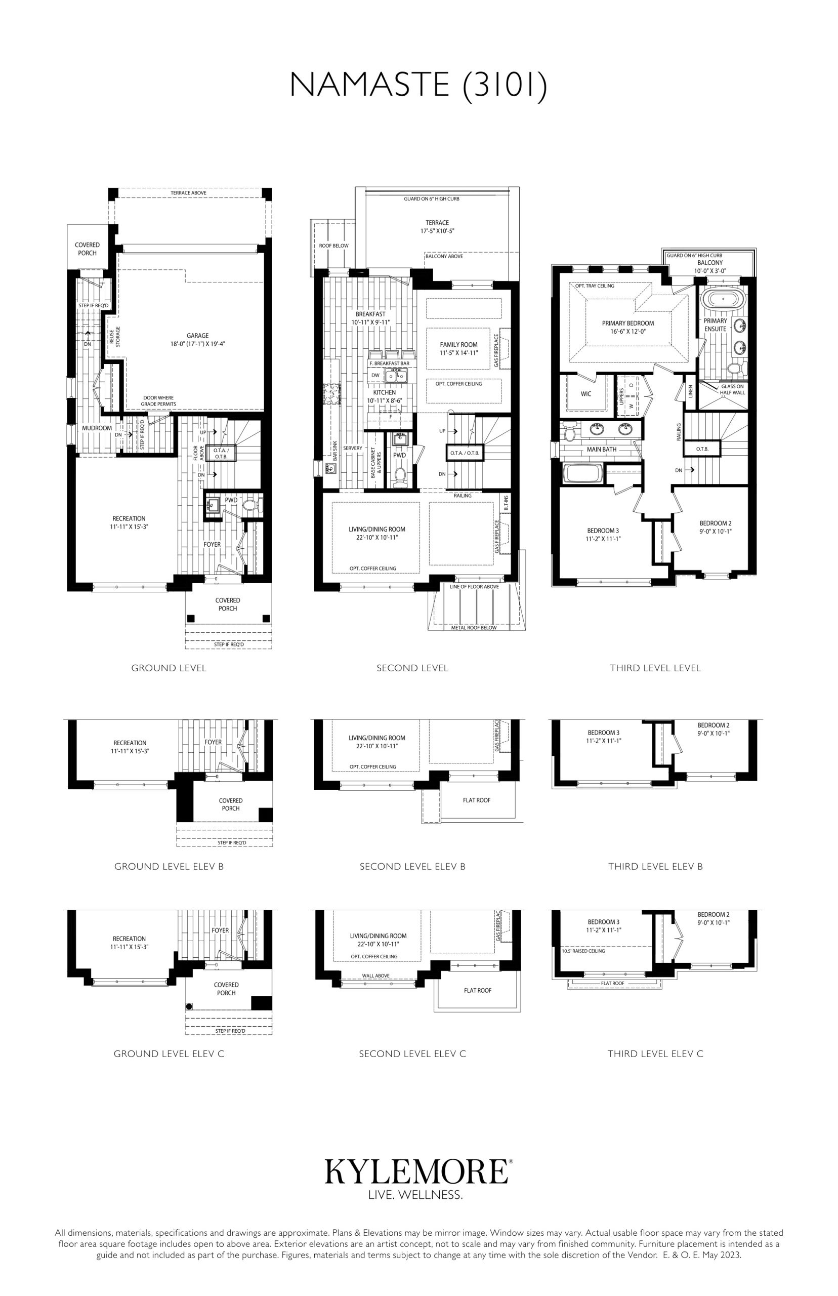 Namaste (3101) Elev. A - C floor plan