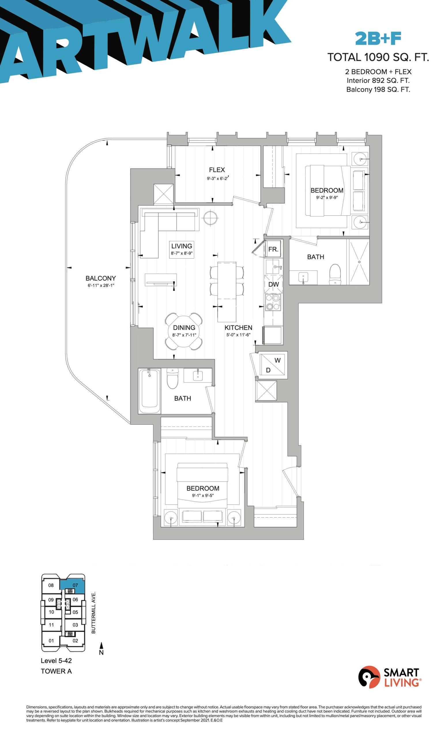 2B+F floor plan