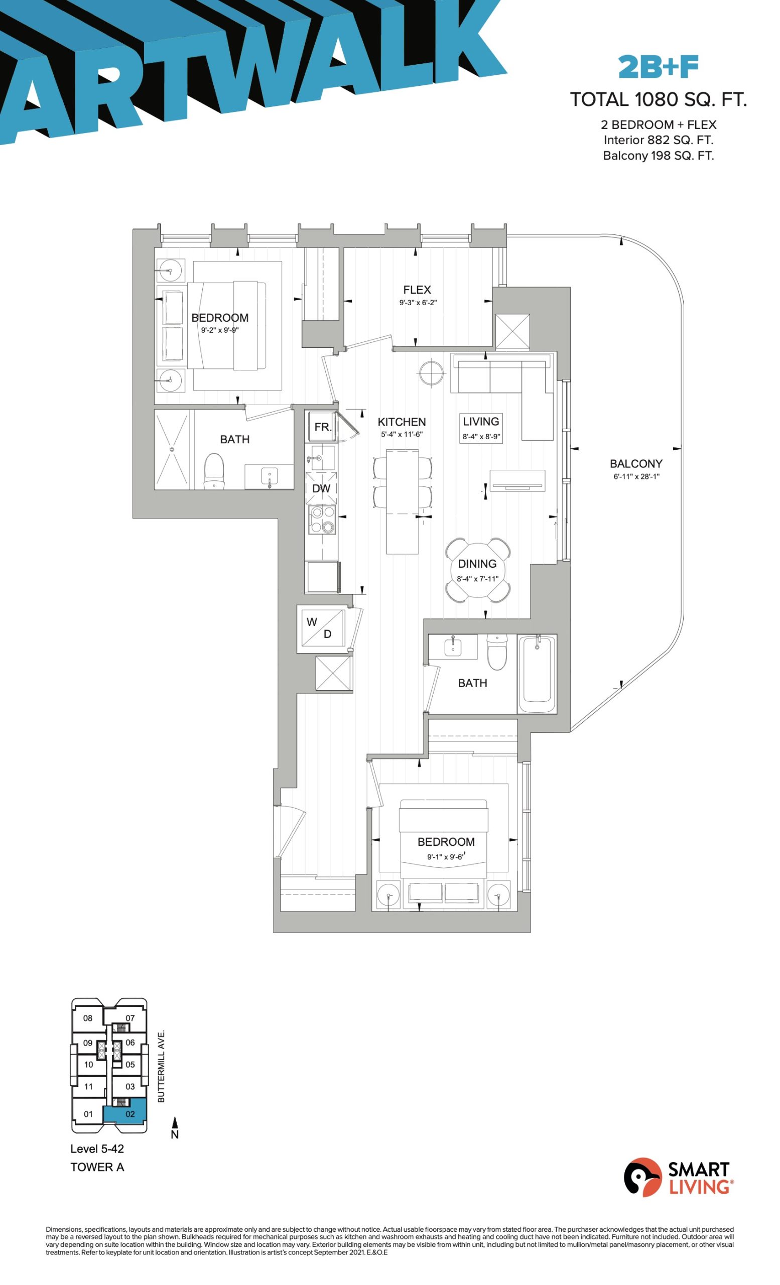2B+F floor plan
