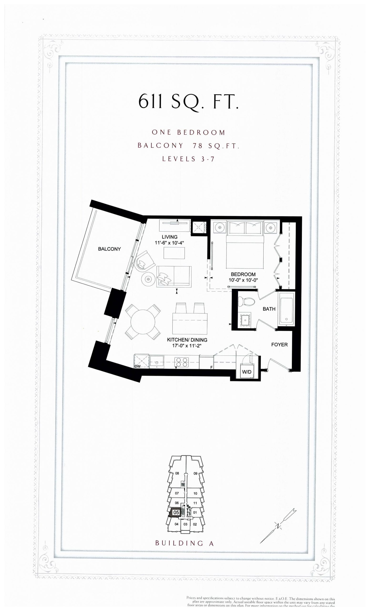 611 sq. ft. floor plan