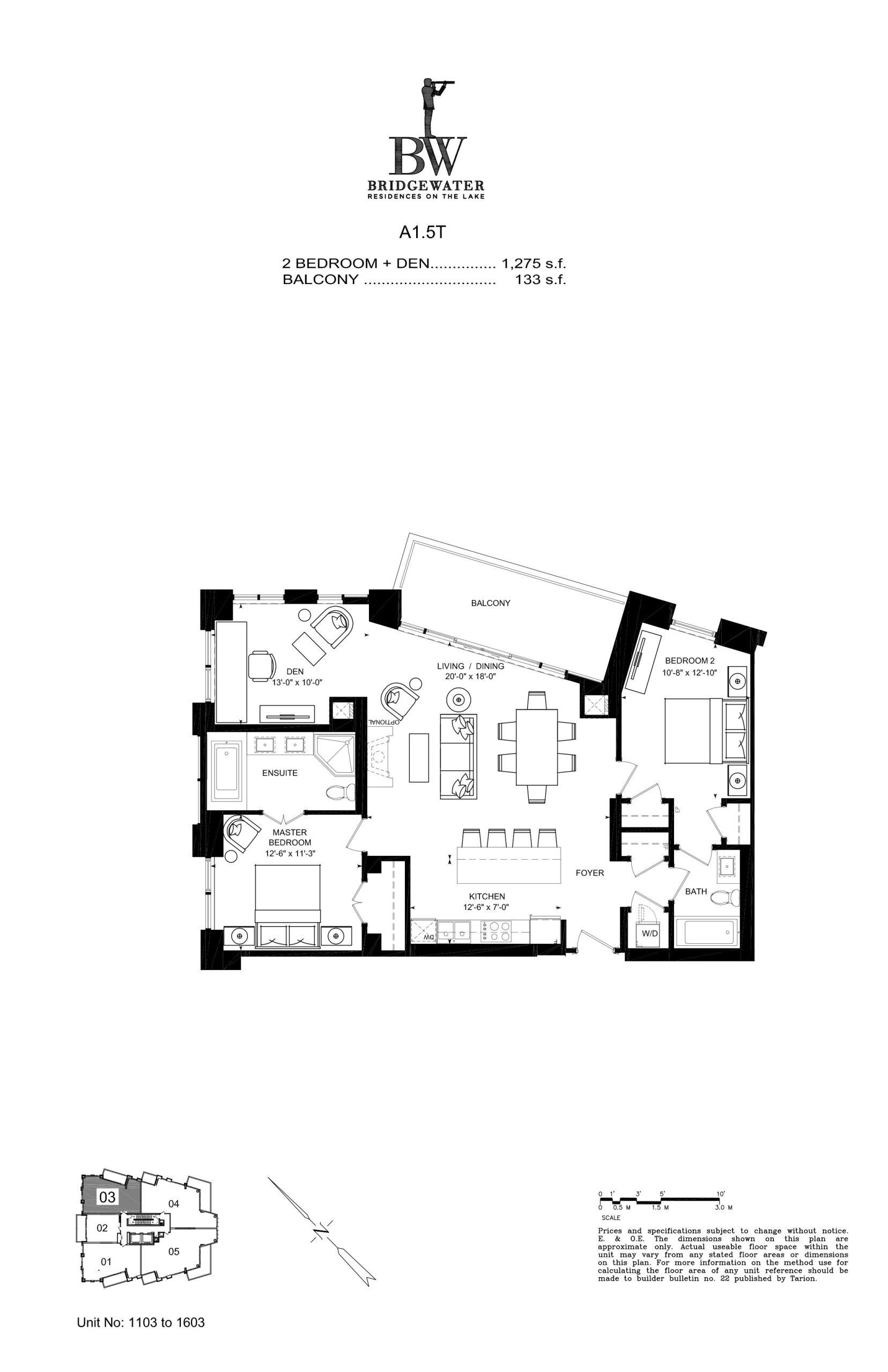 Unit 1103 to 1603 floor plan