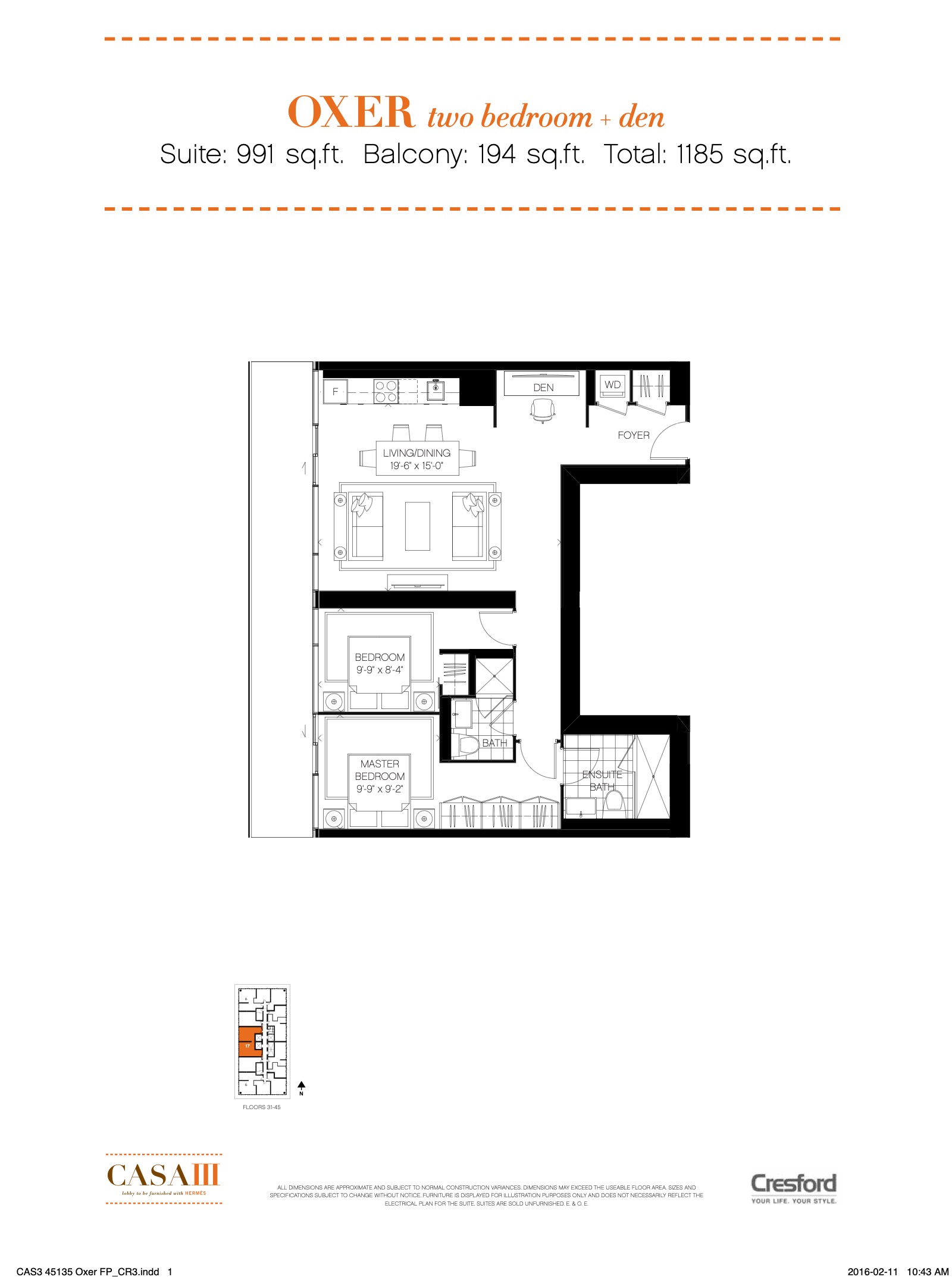 CASA 3 Condos beds baths Studio floor plan