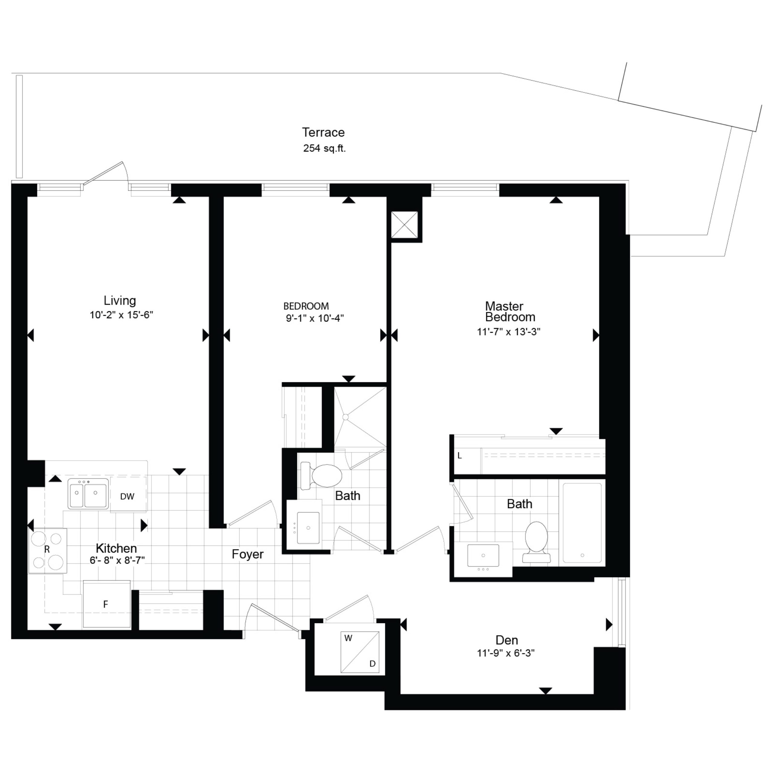 Leslie Boutique Residences beds baths Studio floor plan