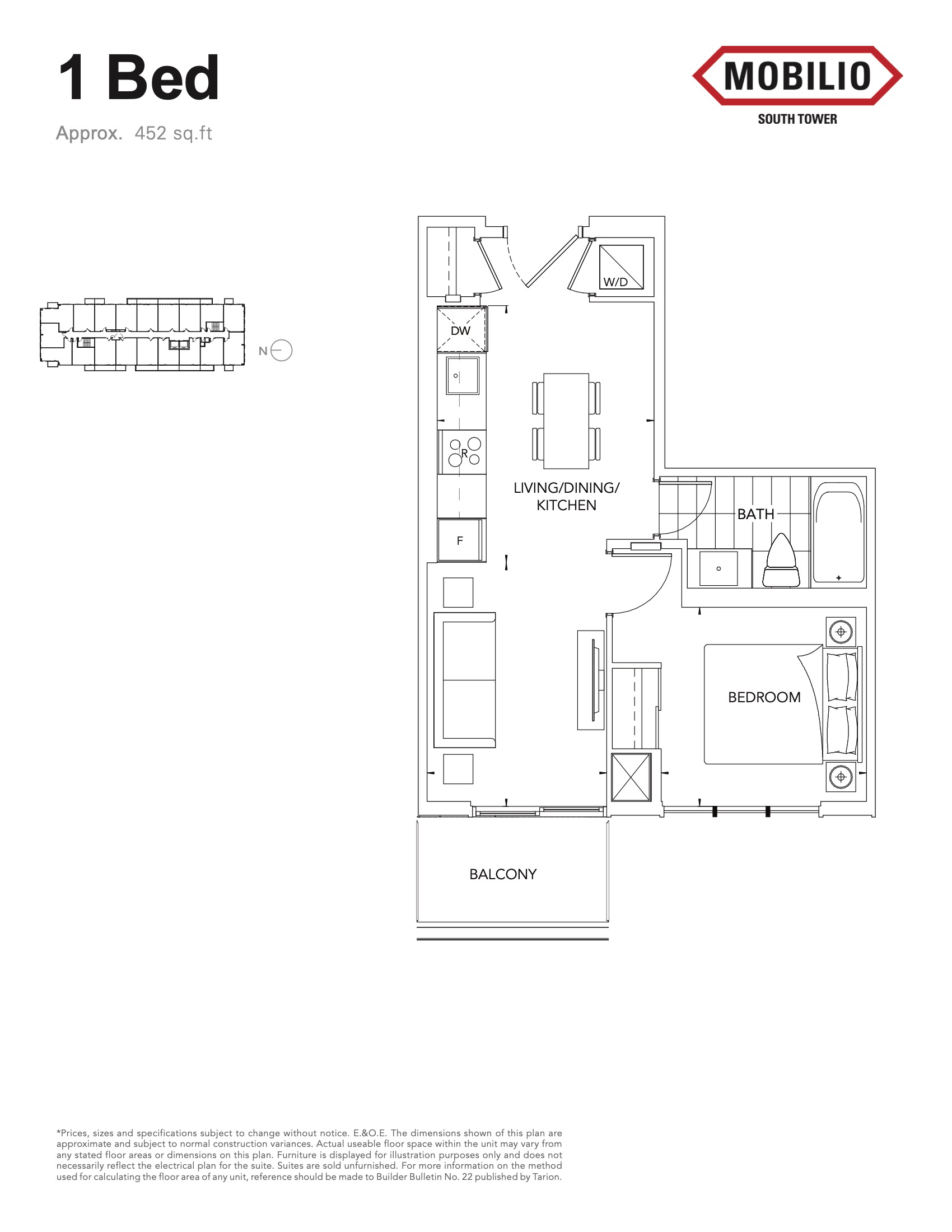 452 sq ft floor plan