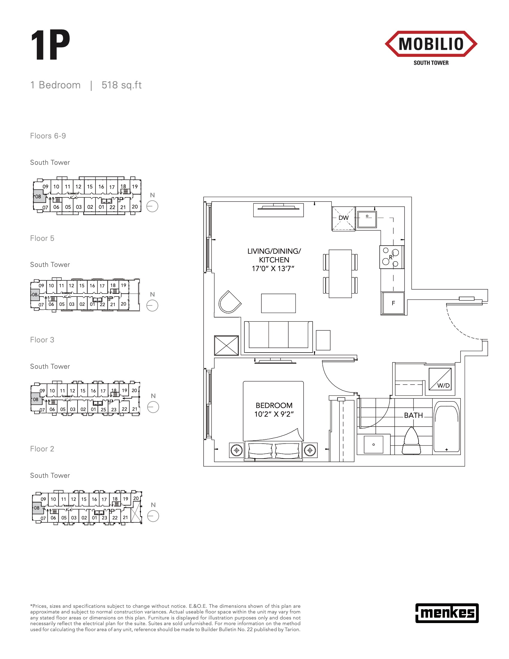 1P floor plan