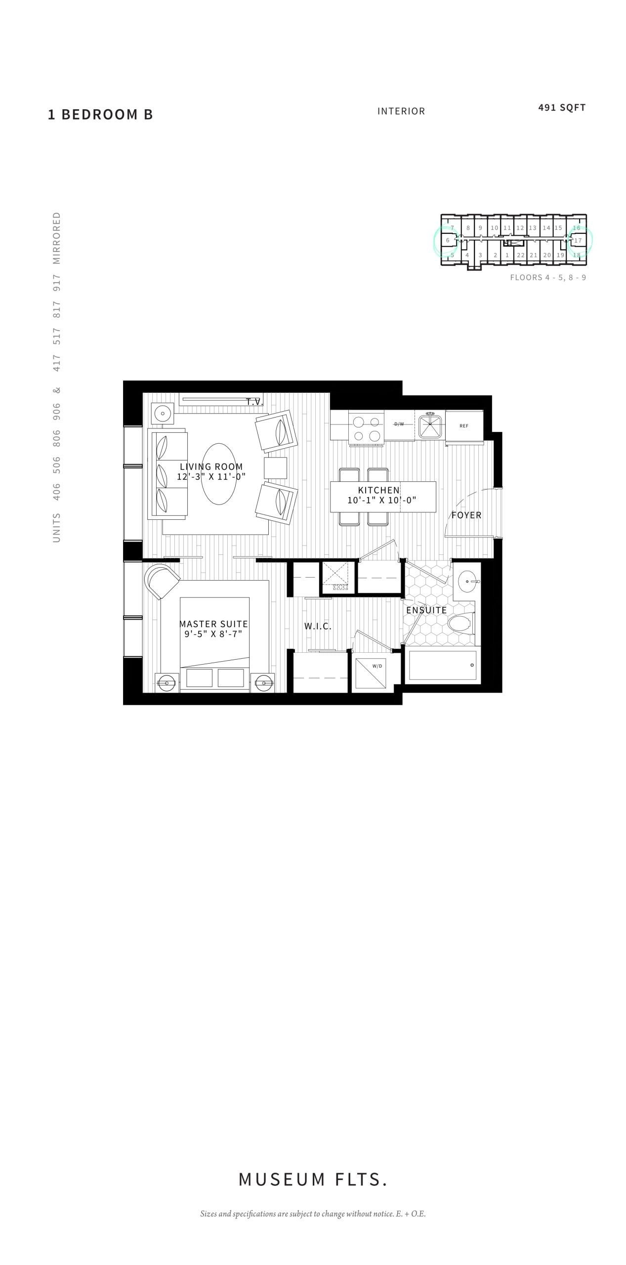 1 Bedroom B floor plan