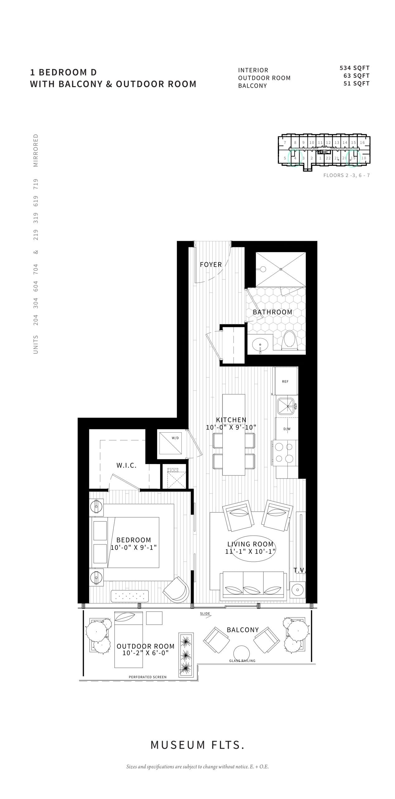 1 Bedroom D floor plan
