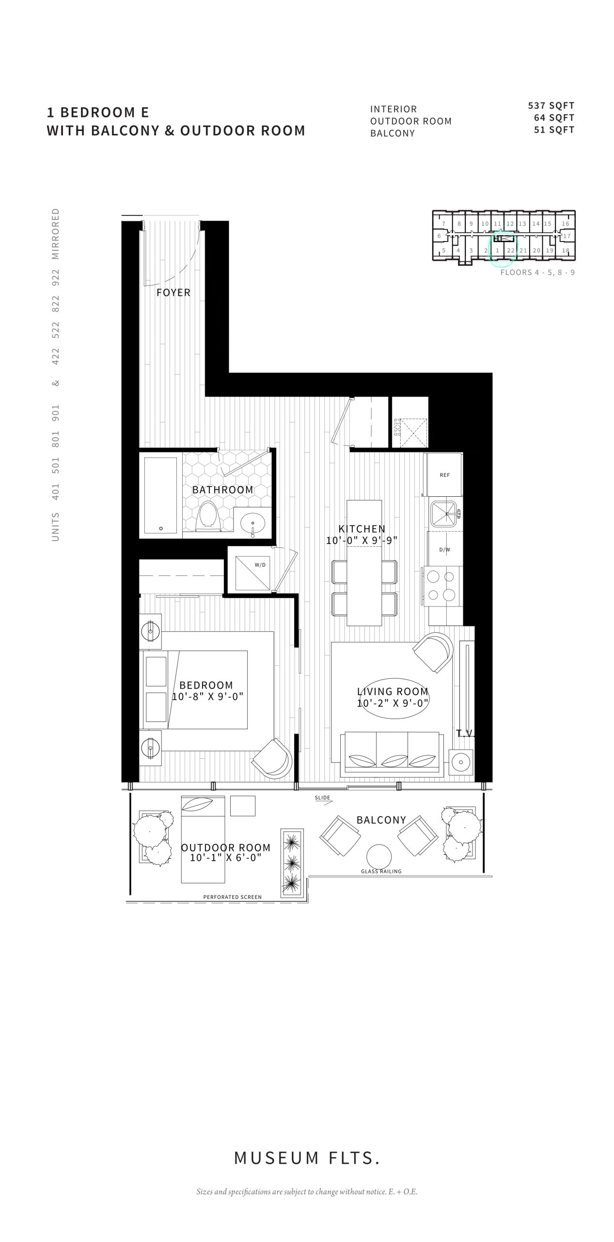 1 Bedroom E floor plan