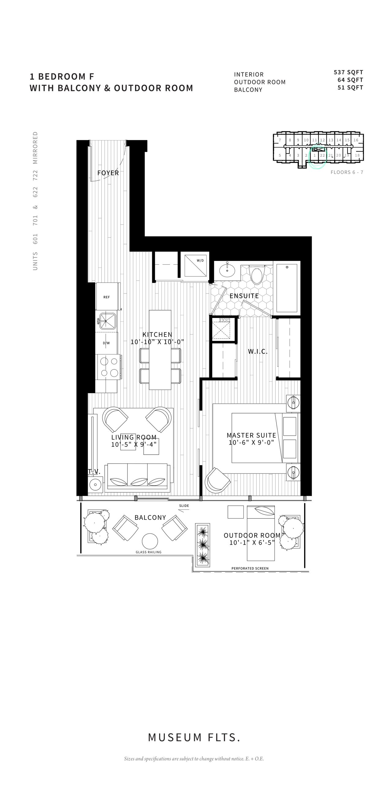 1 Bedroom F floor plan