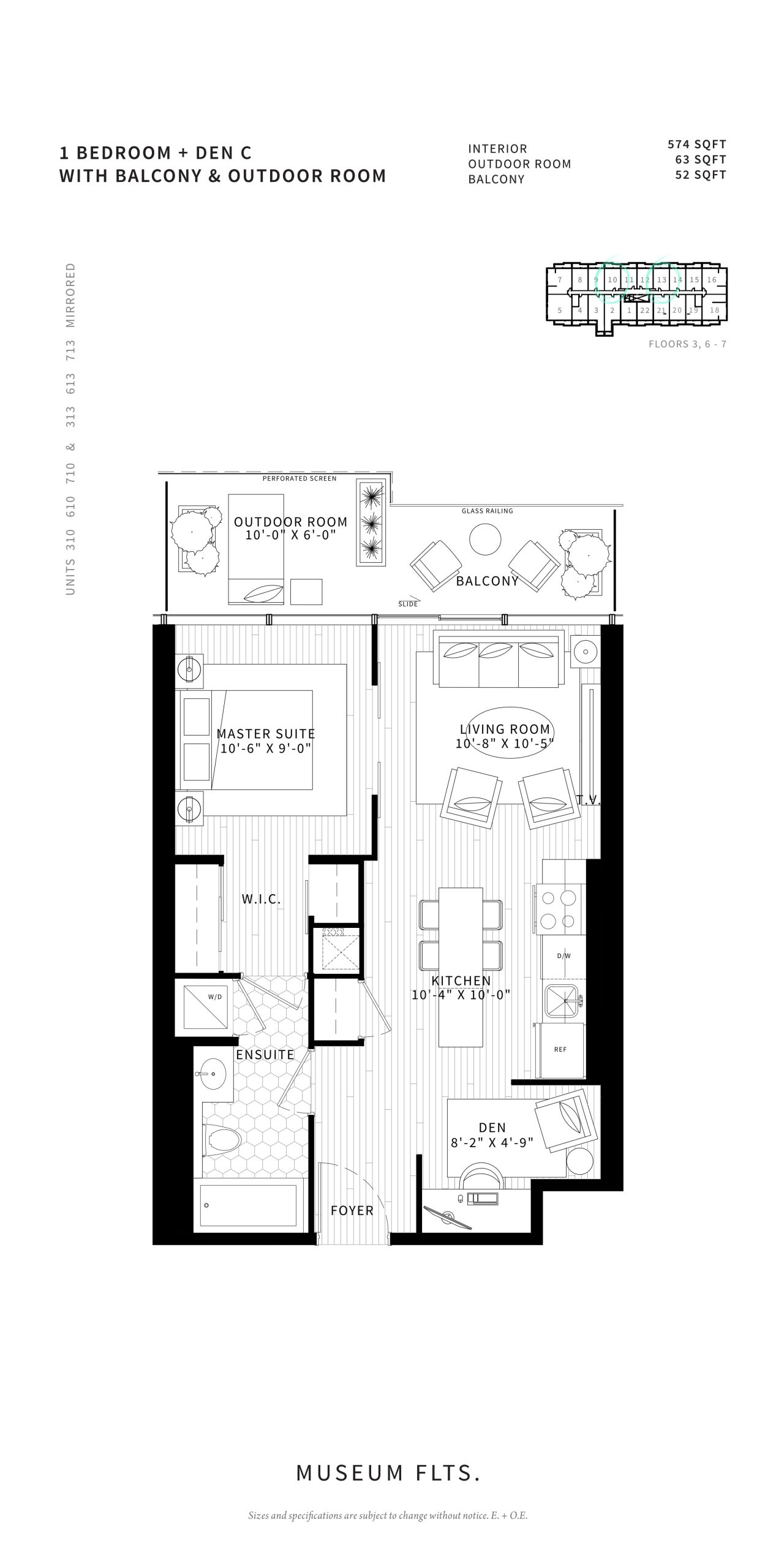 1 Bedroom + Den C floor plan