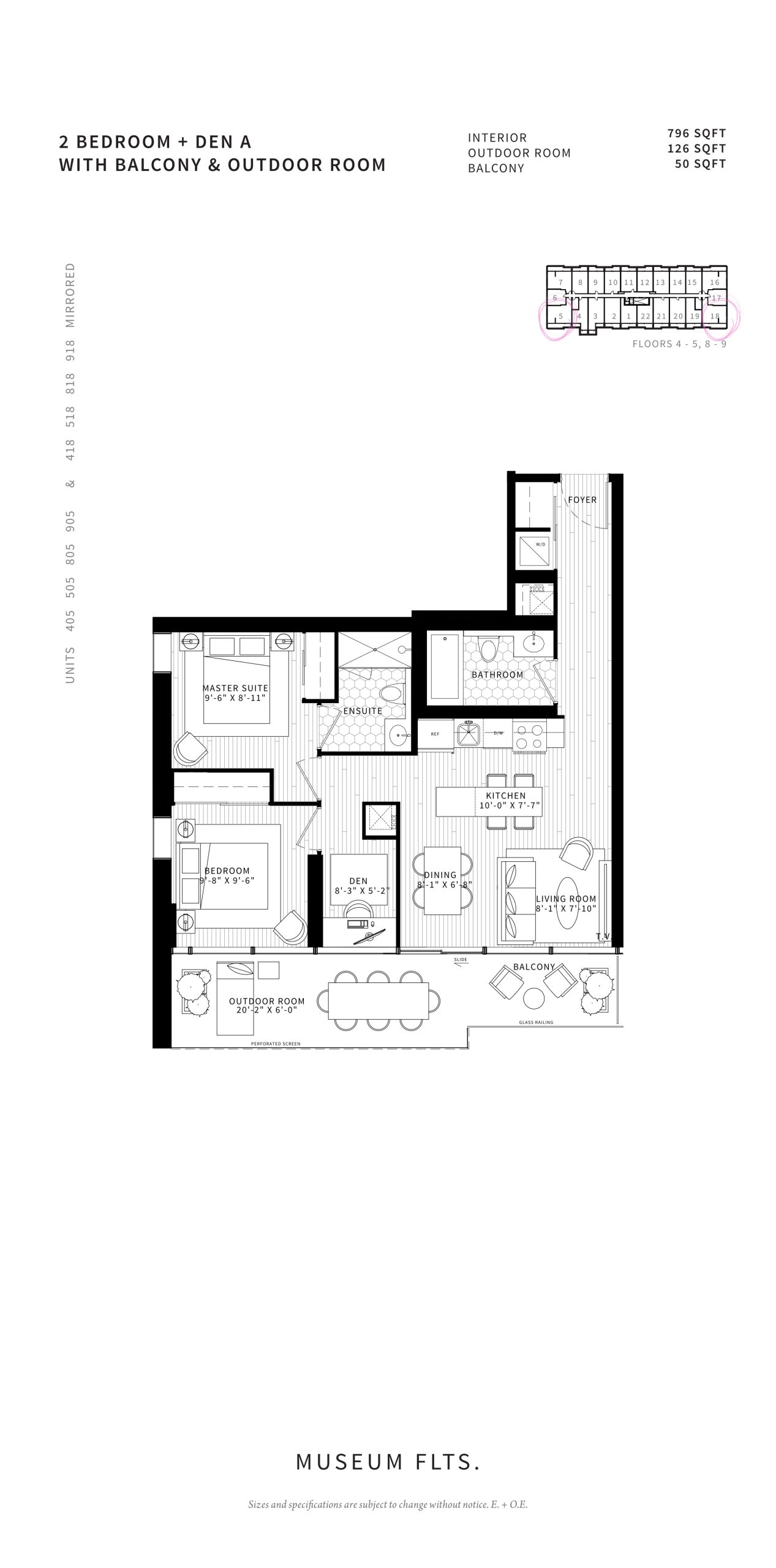 2 Bedroom + Den A floor plan