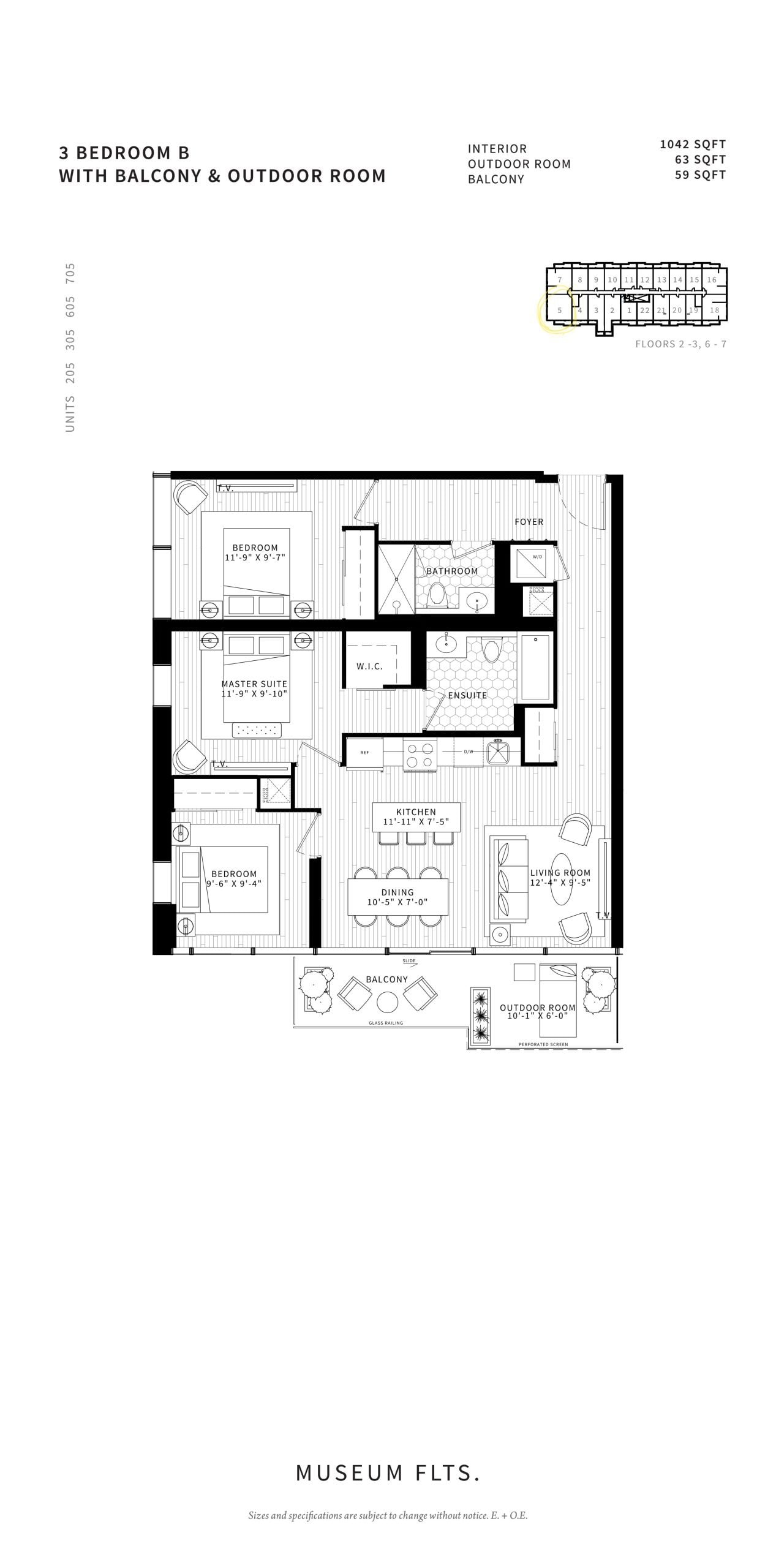 3 Bedroom B floor plan