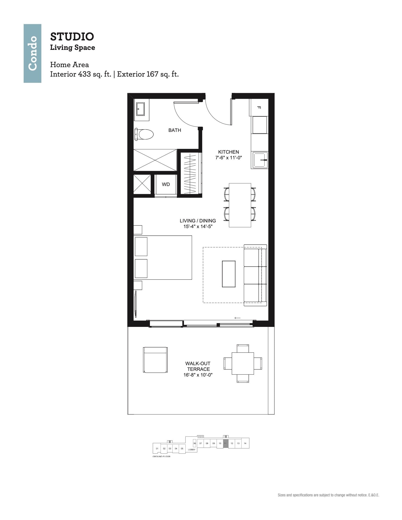 433 sq.ft. floor plan