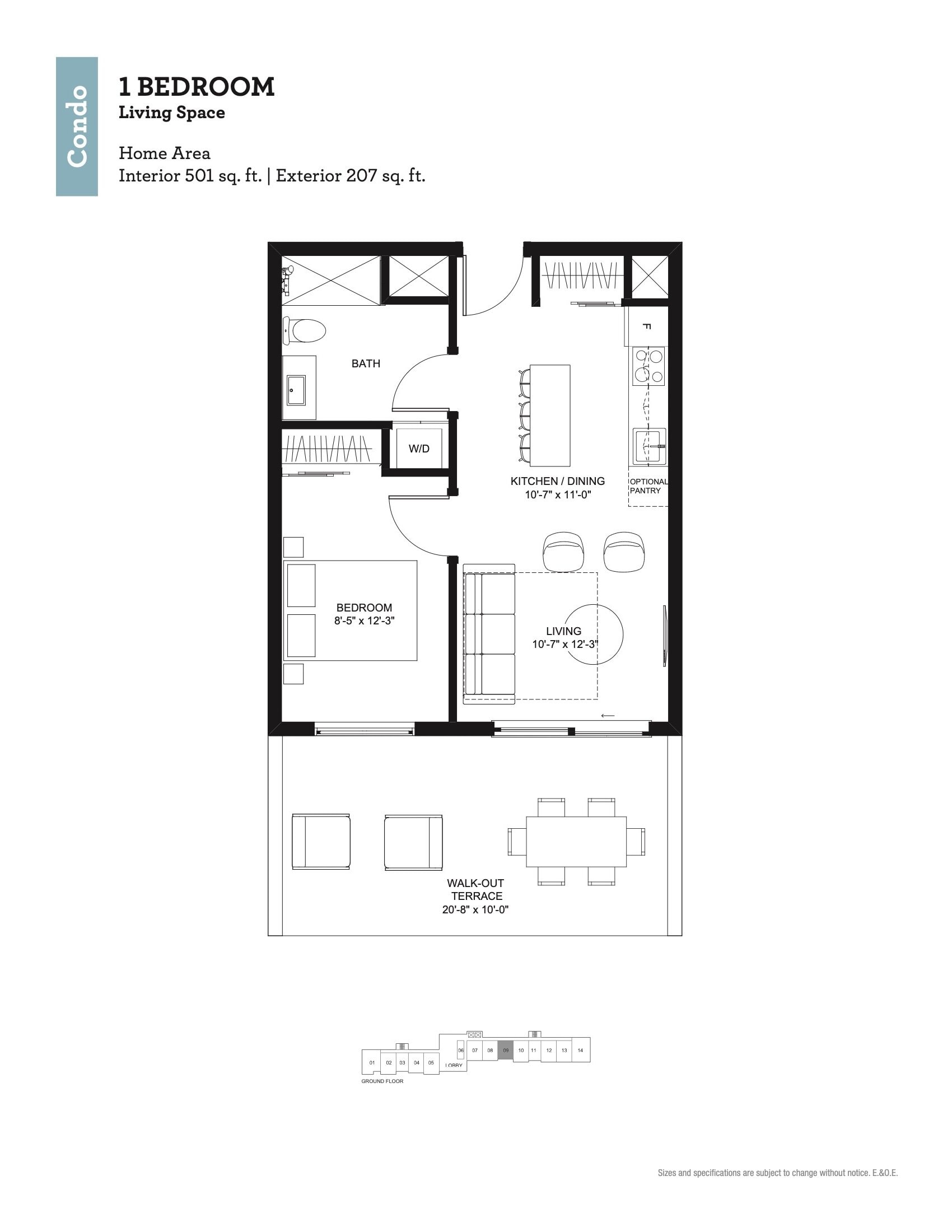 501 sq.ft. floor plan