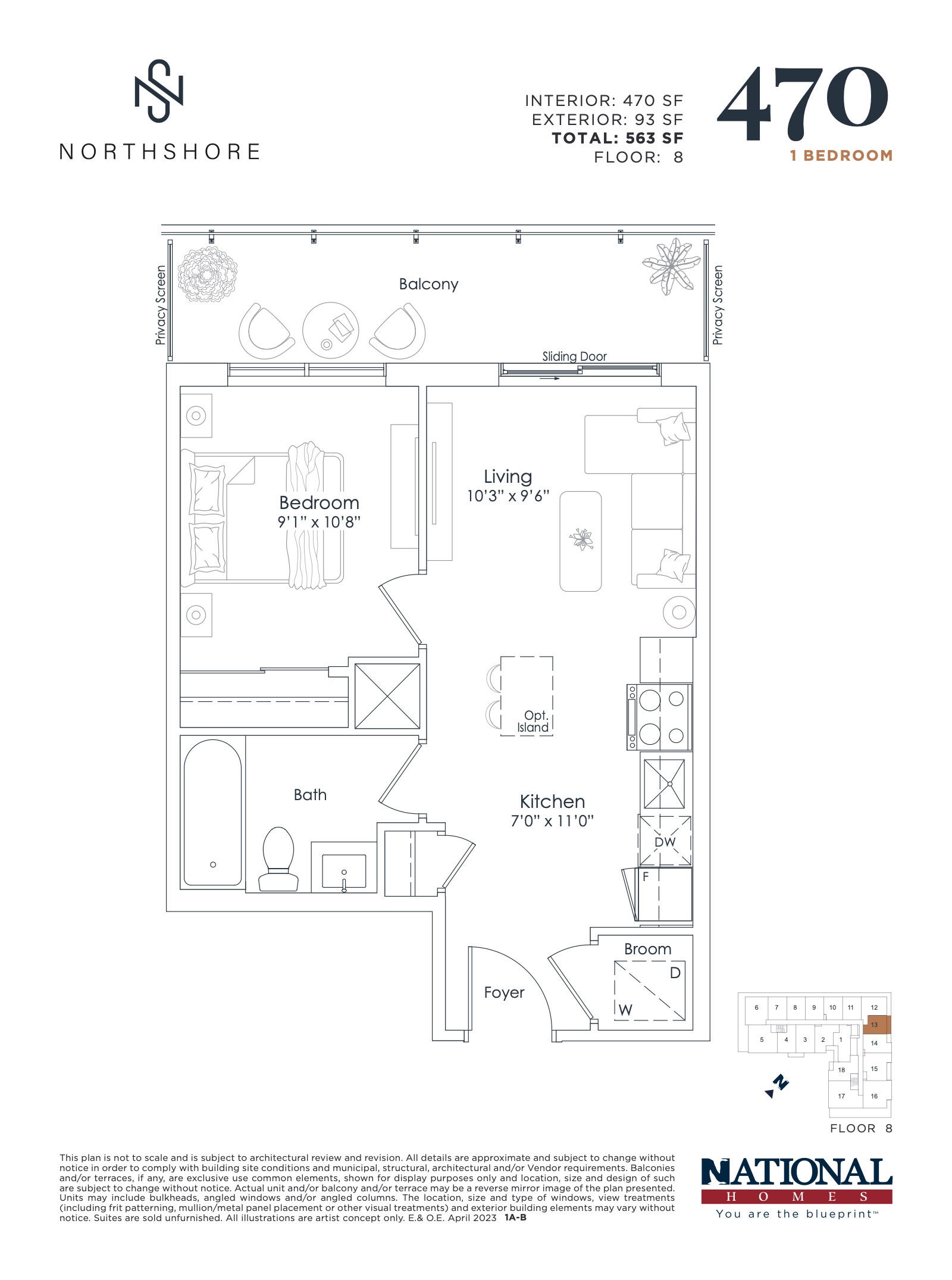 470 sf floor plan