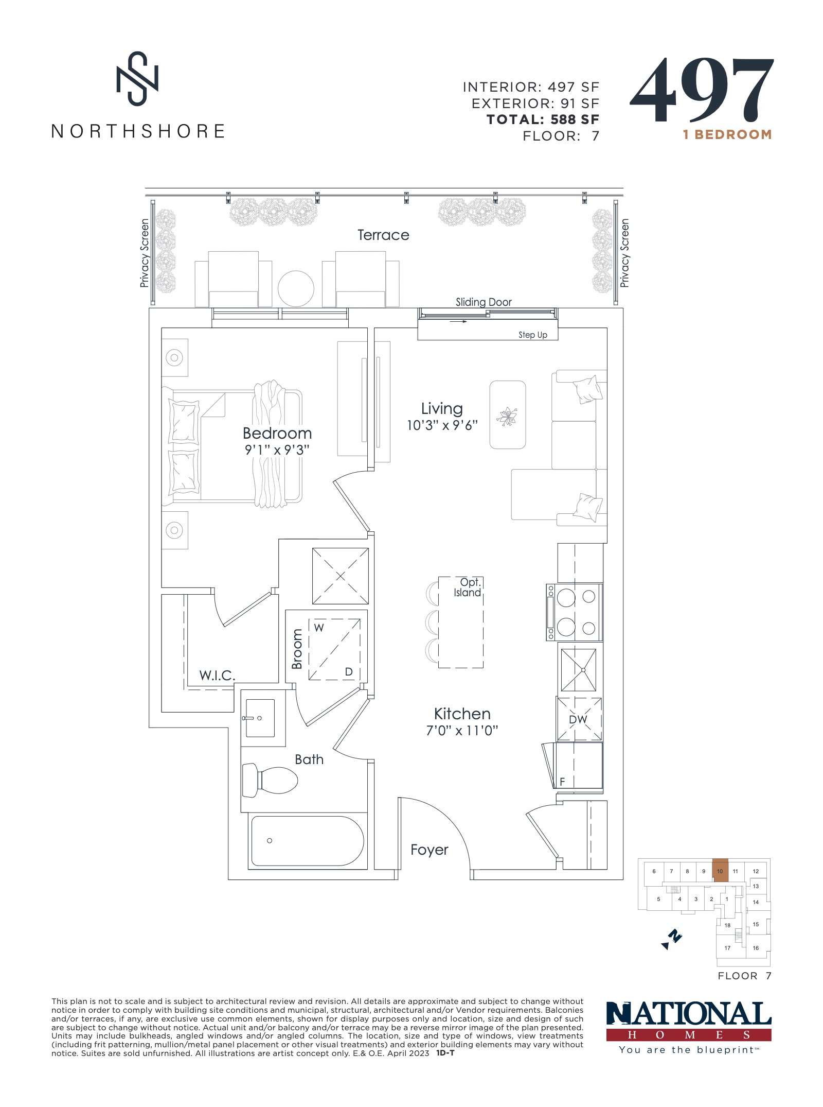 497 sf floor plan