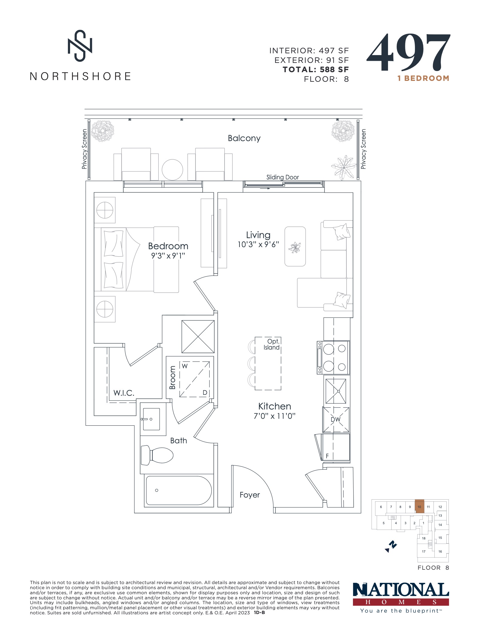 497 sf floor plan