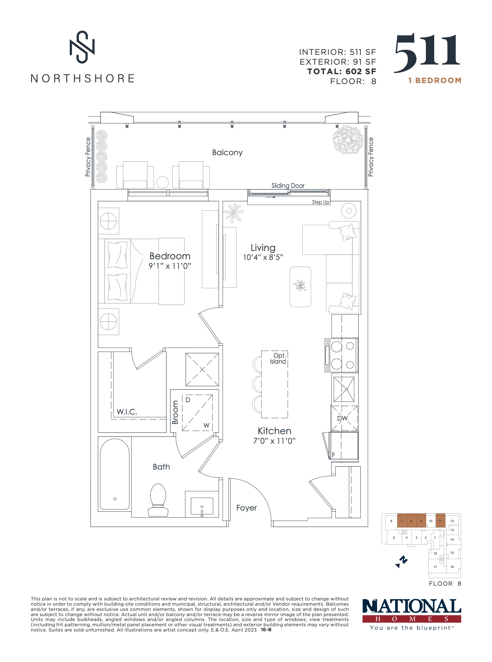 511 sf floor plan