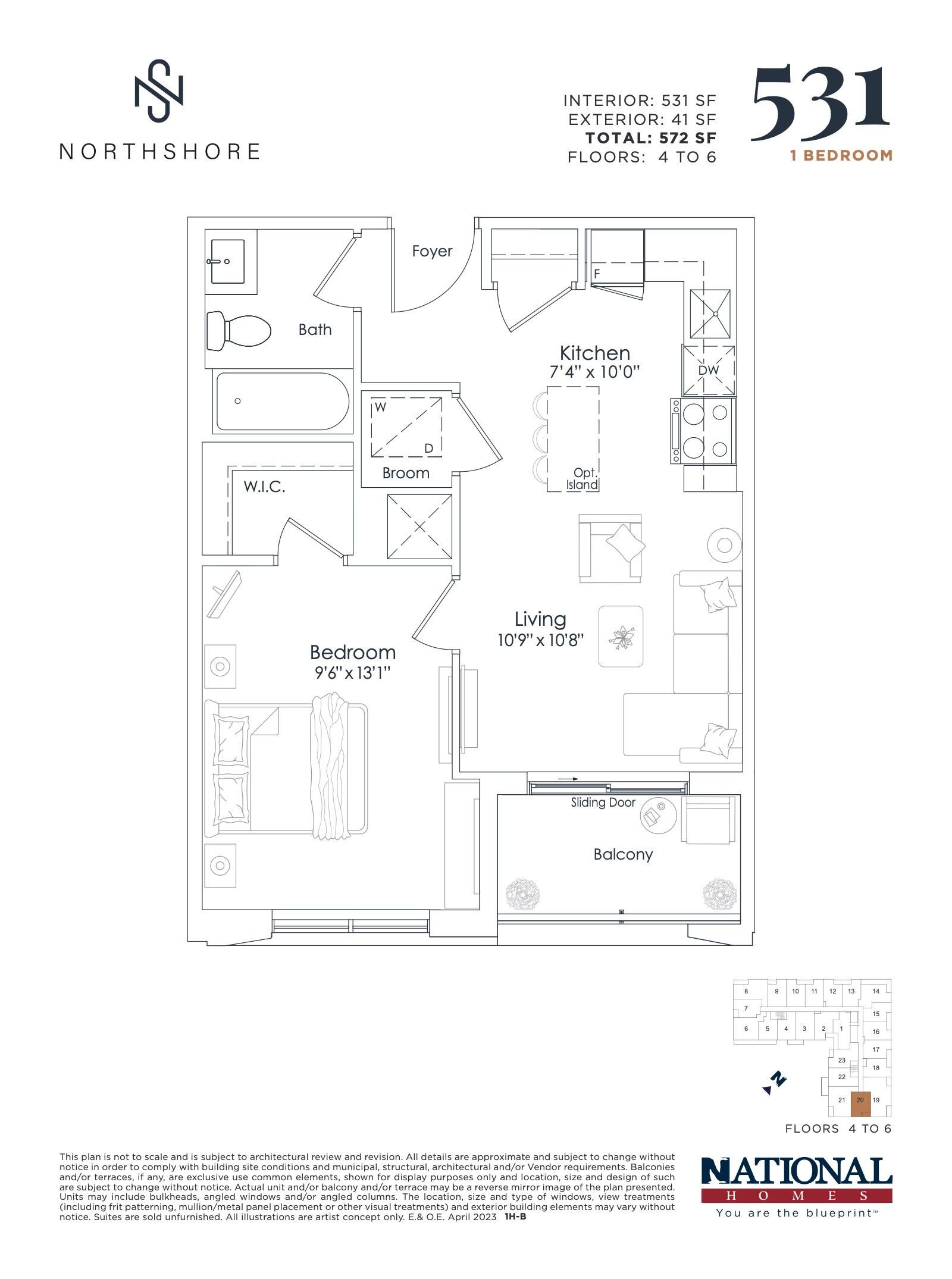 531 sf floor plan