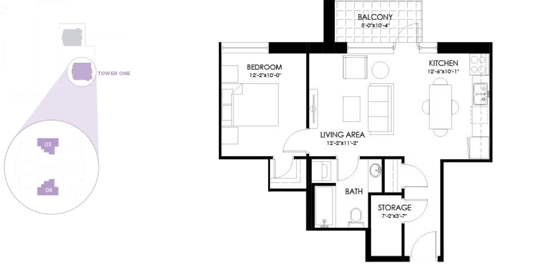 Tower 1 - 03, 08 floor plan