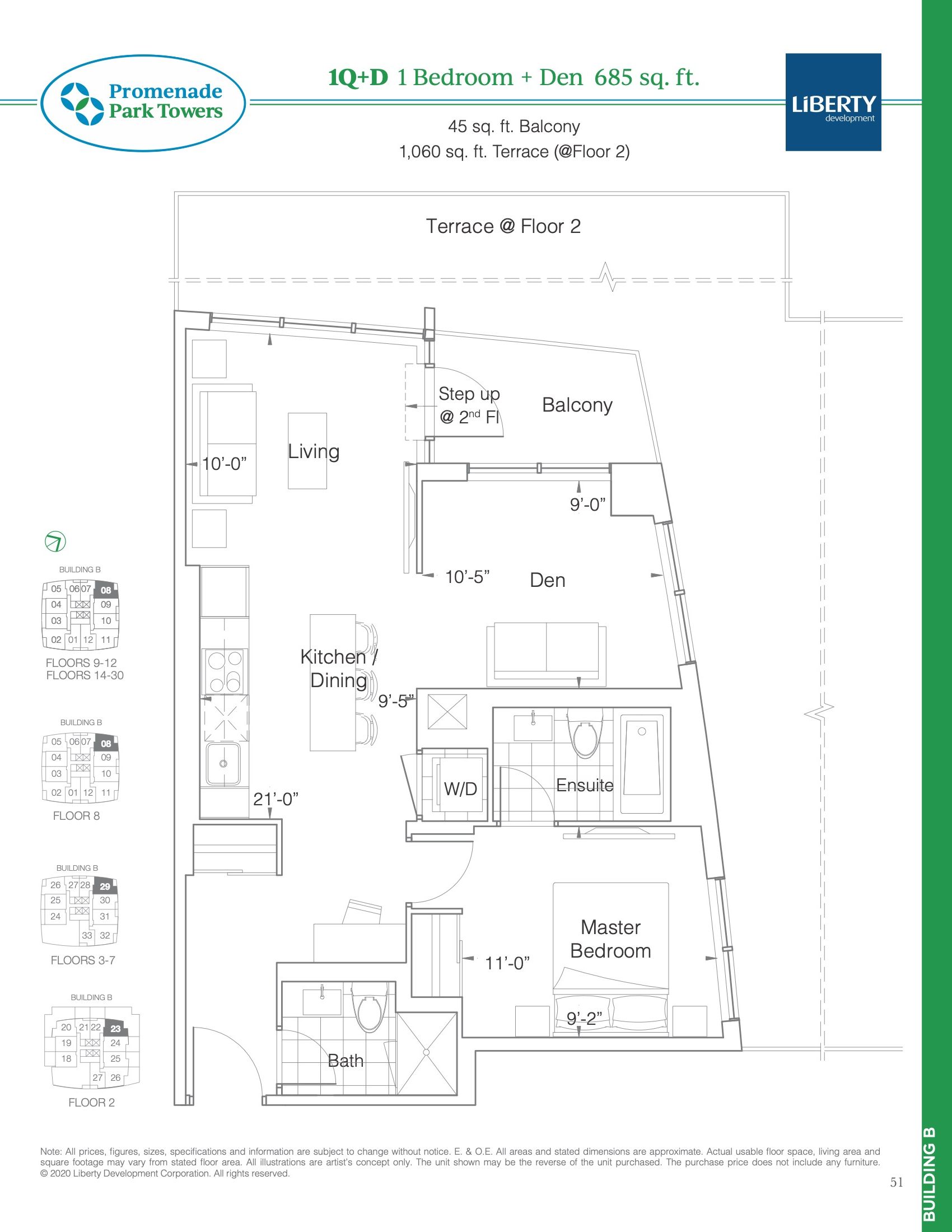1Q+D floor plan